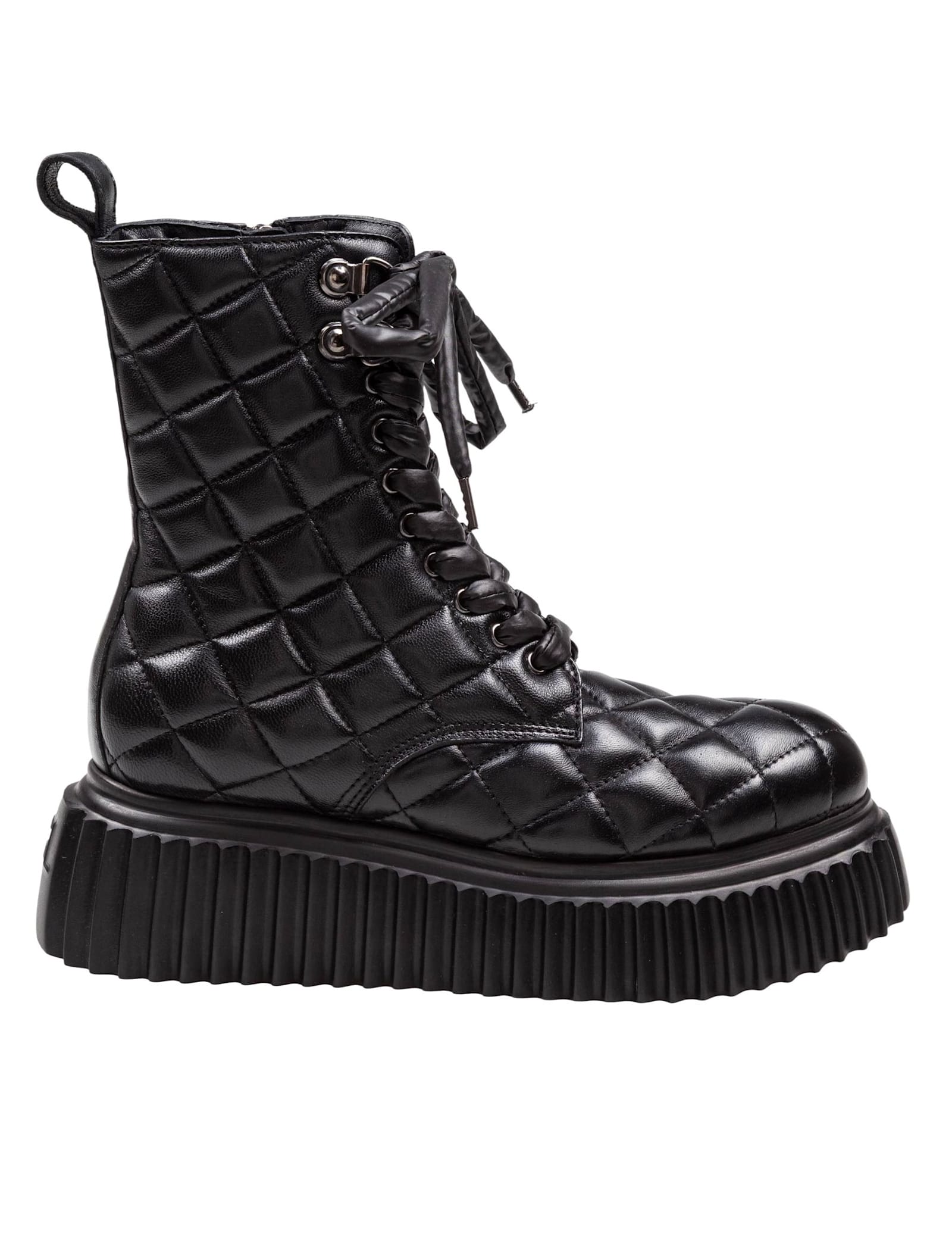 AGL Quilted Leather Softy Lowboot Ankle Boot In Black Color