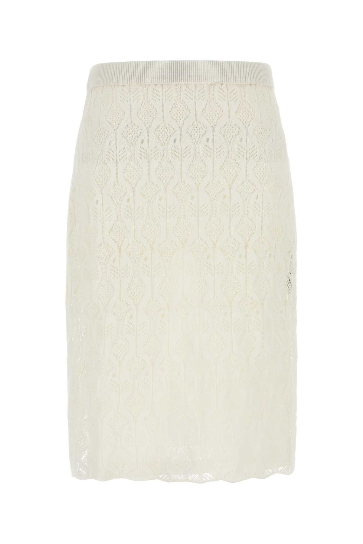 Bottega Veneta White Lace Skirt
