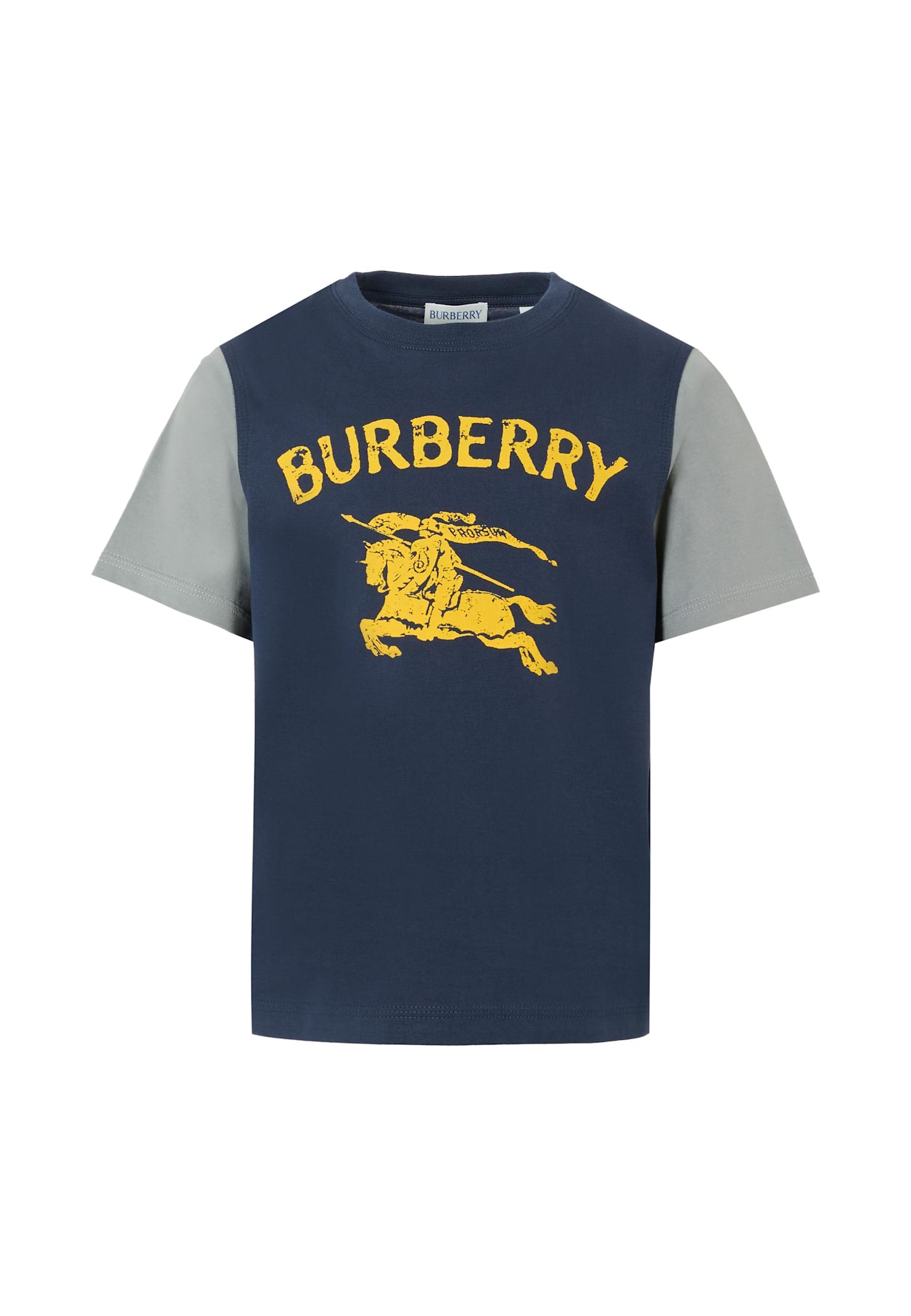 Burberry Blue T-shirt For Kids With Equestrian Knight