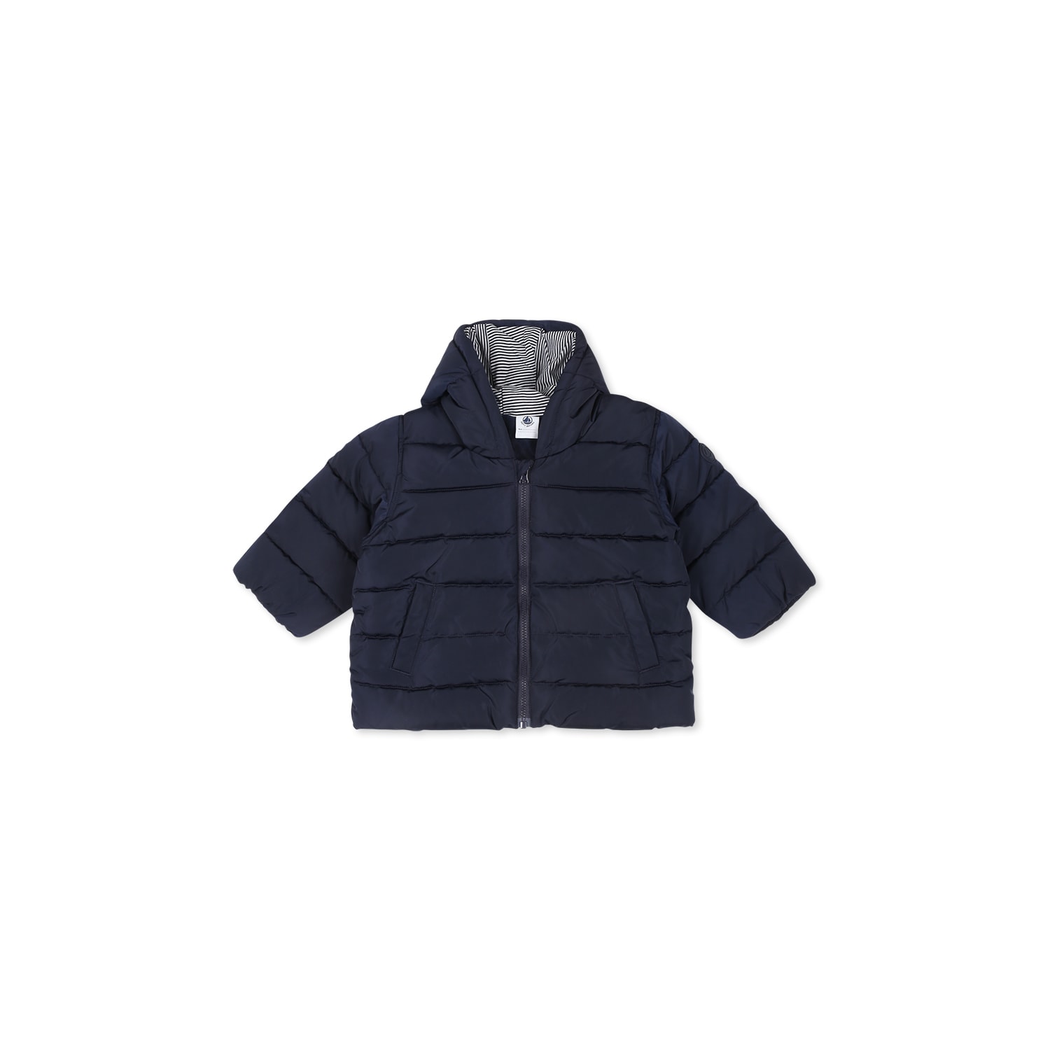 Petit Bateau Blue Down Jacket For Boy With Logo