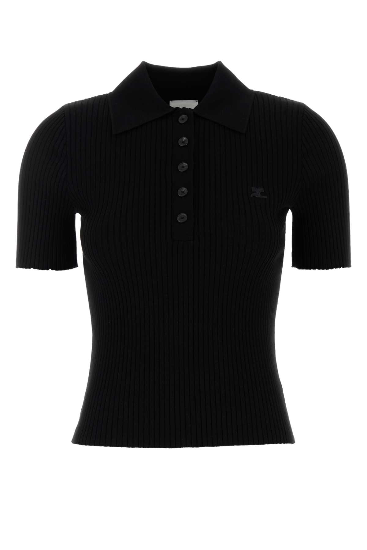 Courrèges Black Viscose Blend Polo Shirt