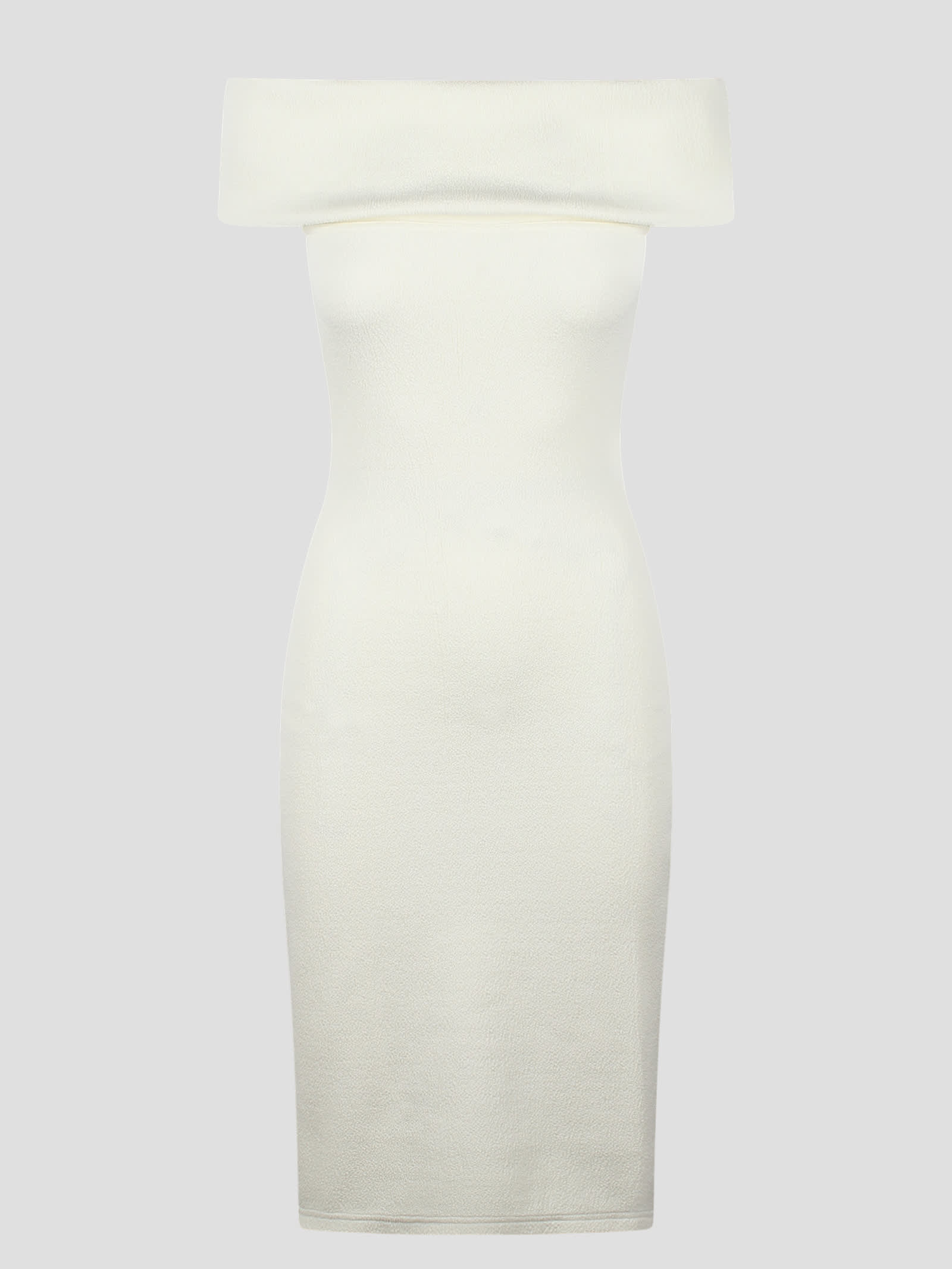 Bottega Veneta Textured Nylon Off-the- Shoulder Dress