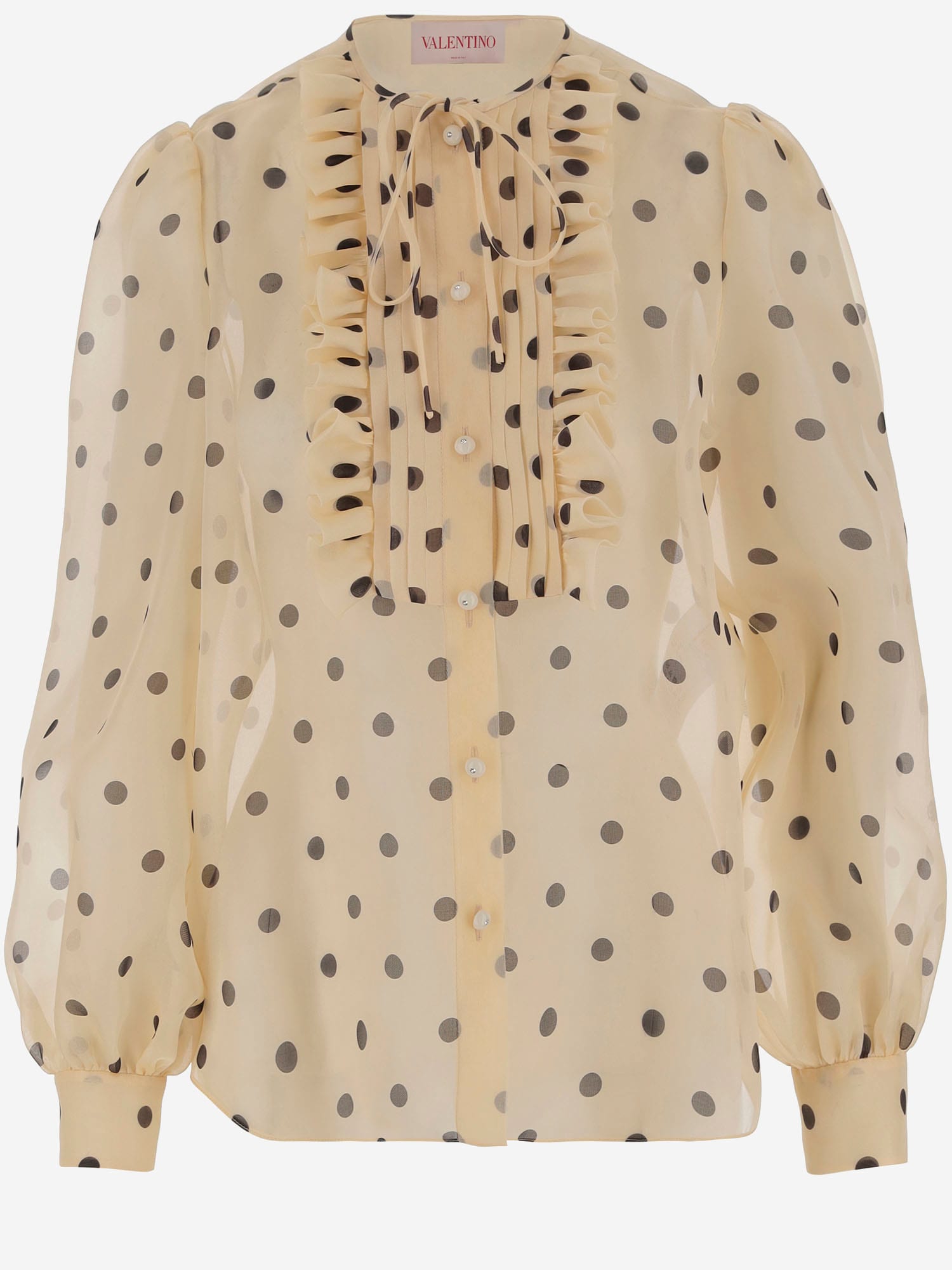 Valentino Silk Organza Shirt With Polka Dot Pattern