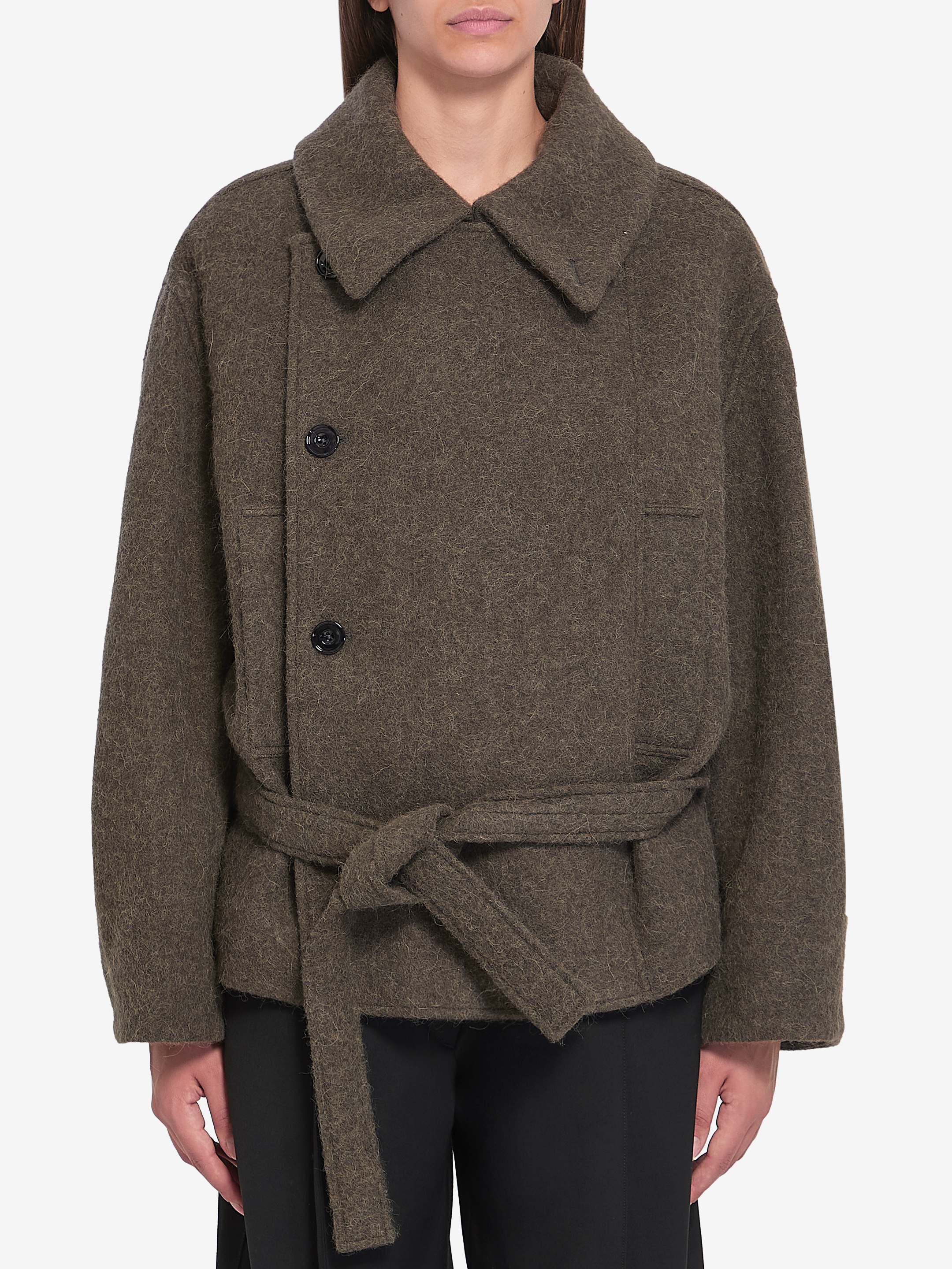 Short asymmetrical bathrobe coat