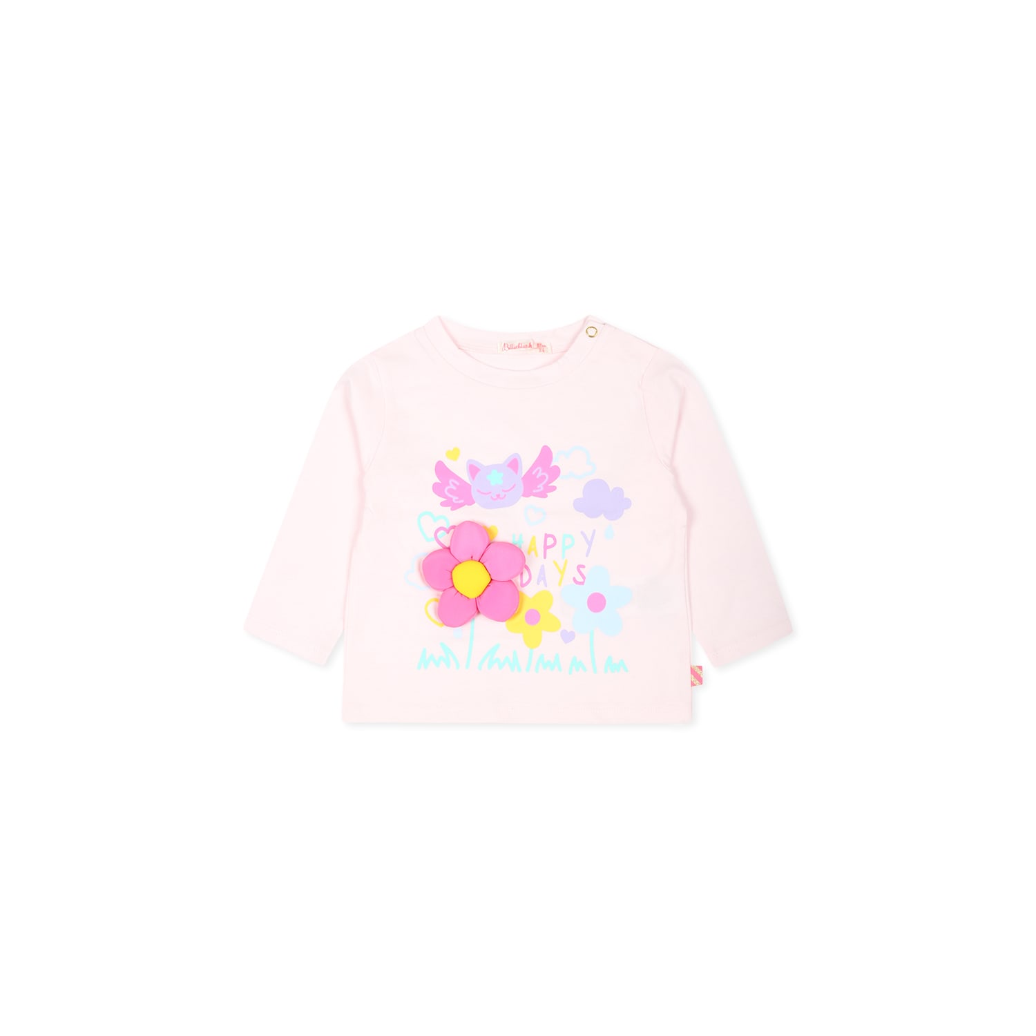 Billieblush Pink T-shirt For Baby Girl With Flowers