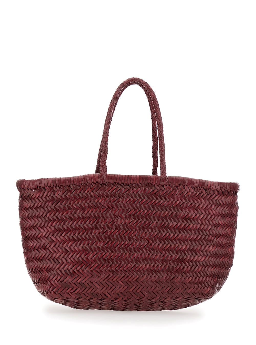 Dragon Diffusion bamboo Triple Jump Bordeaux Tote Bag In Woven Leather Woma