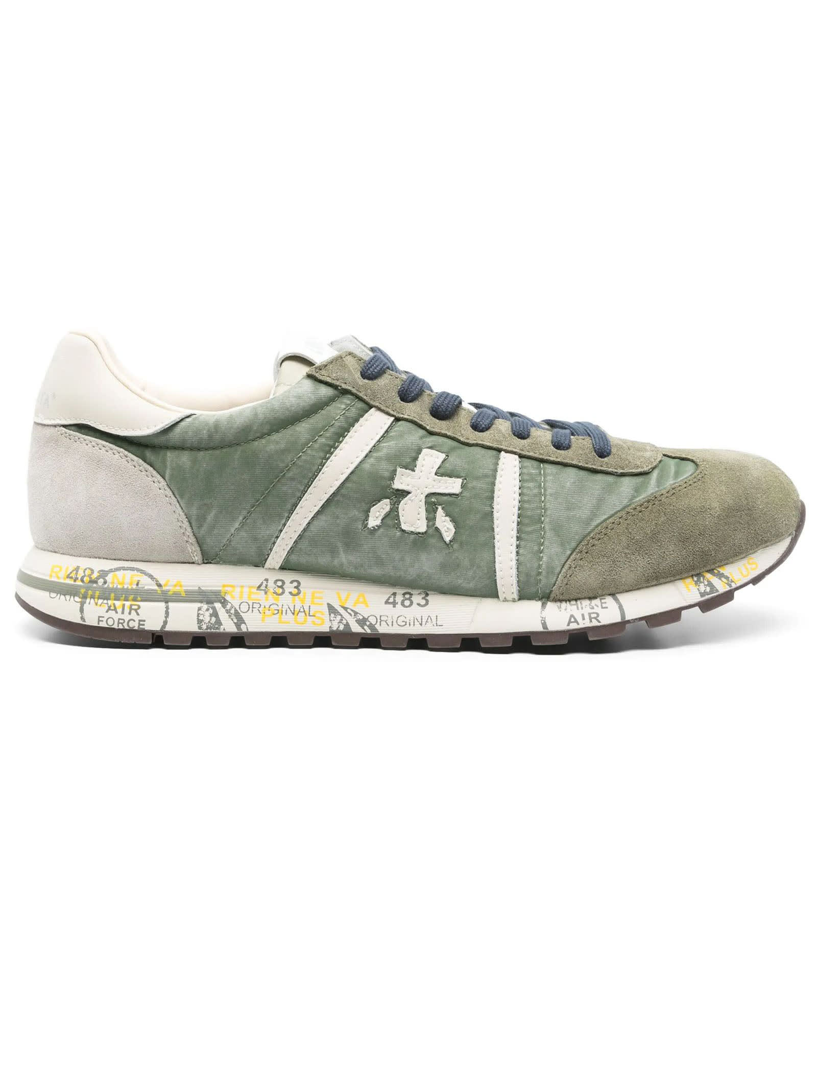 Premiata Green Suede And Nylon Lucy Sneakers