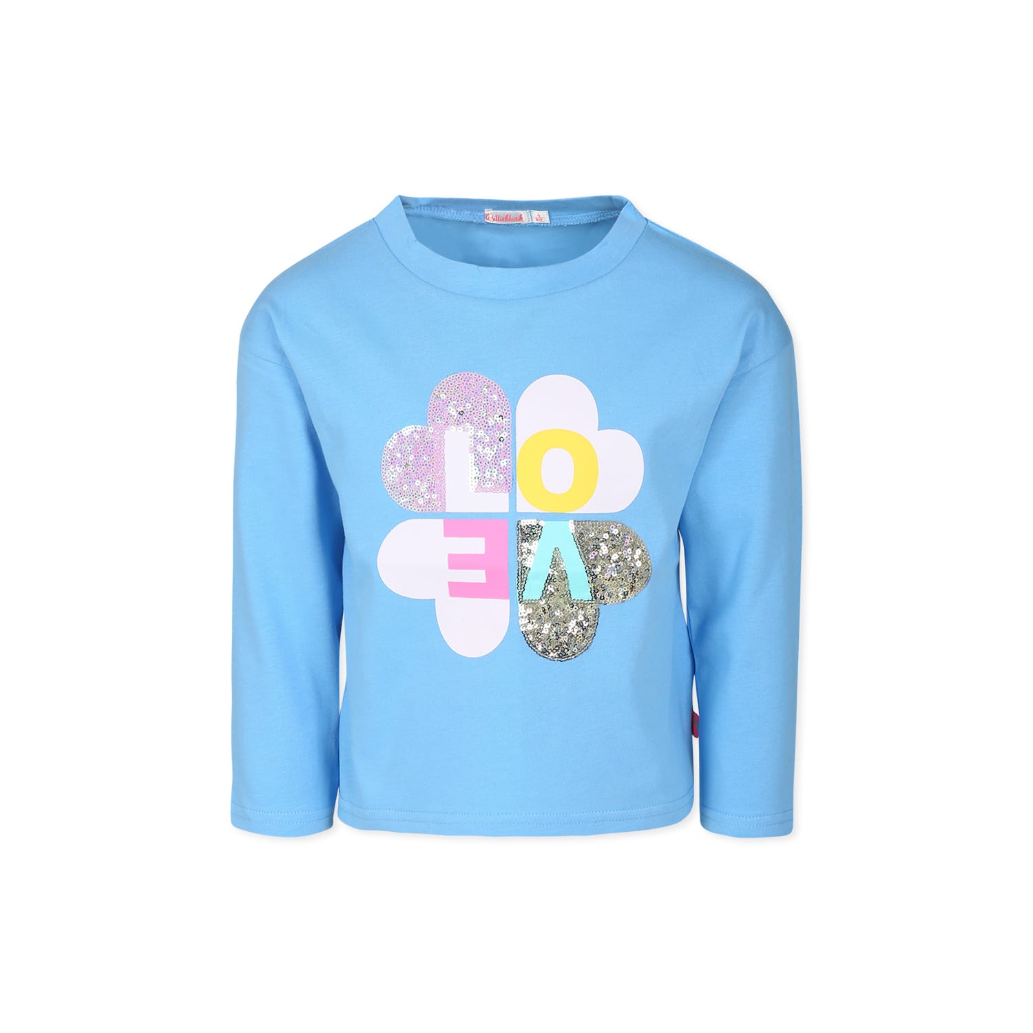 Billieblush Light Blue T-shirt For Girl With Sequins