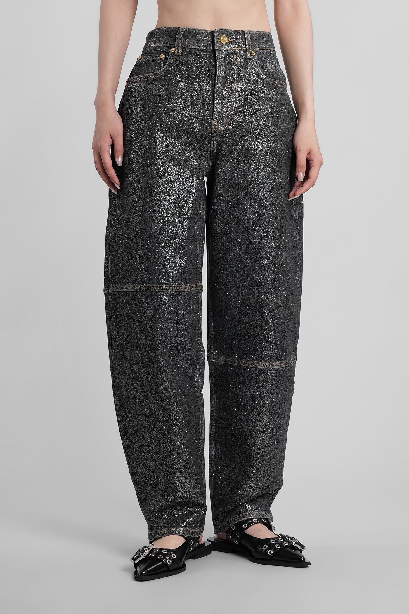 Ganni Jeans In Black Cotton
