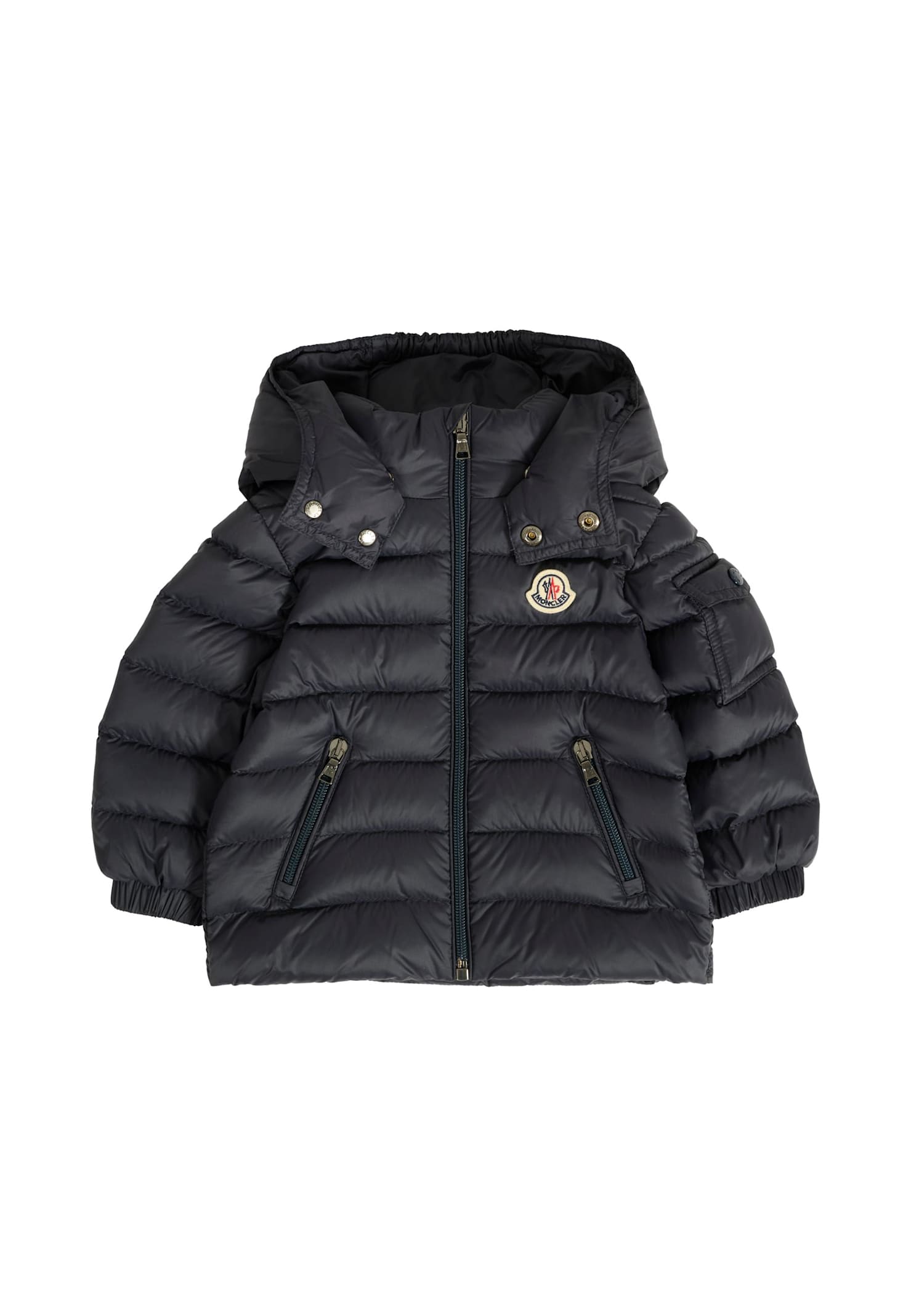 Moncler Blue Jules Down Jacket For Baby Boy With Logo