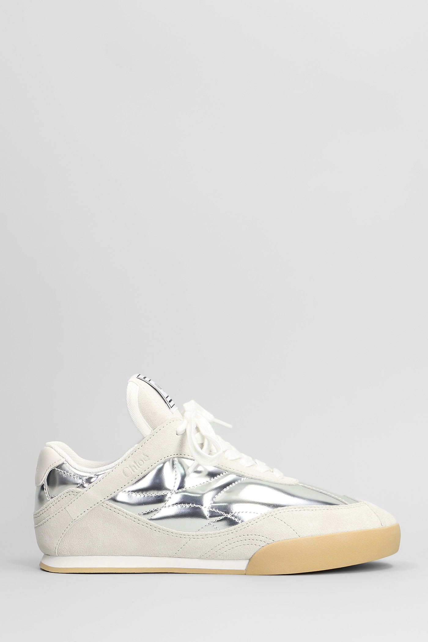 Chloé Kick Sneakers In Silver Suede And Leather