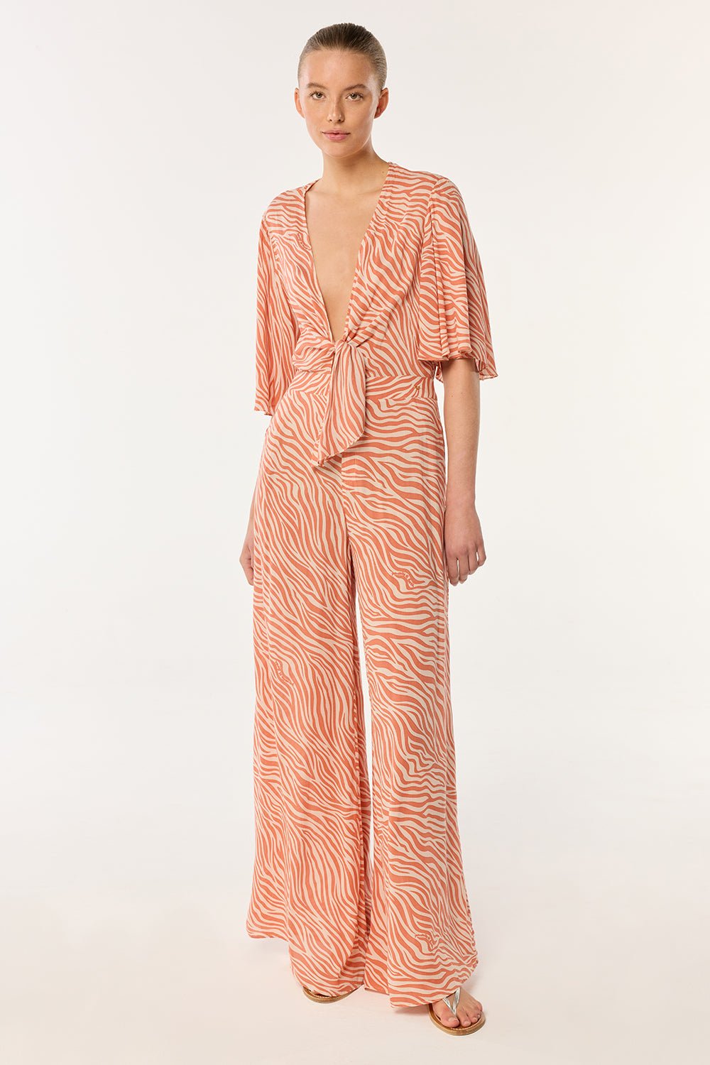 Long Jumpsuit Celie - Orange Zebra Stripes