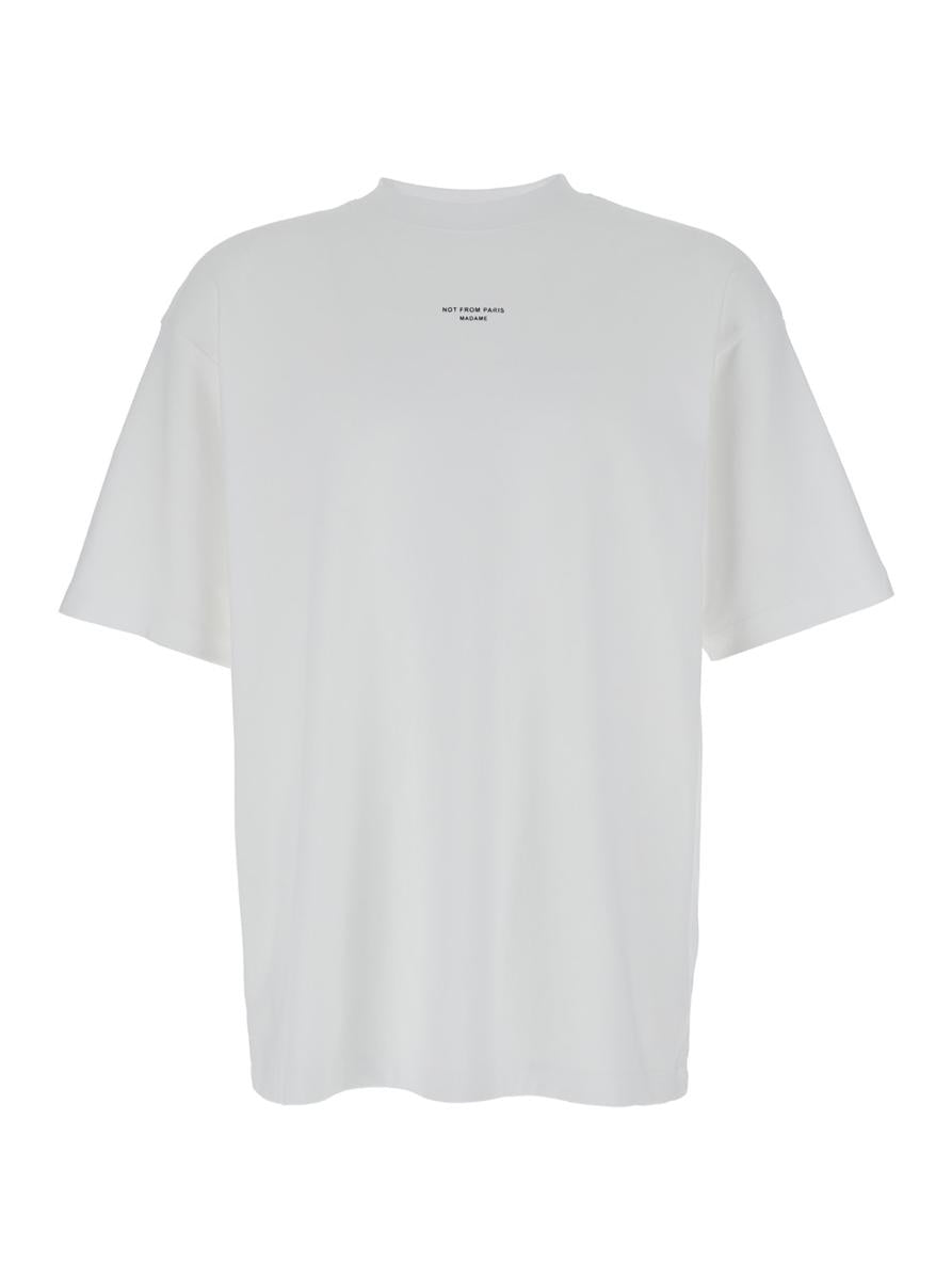 'Slogan Classique' White Classic T-Shirt With Logo Print In Cotton Blend Man