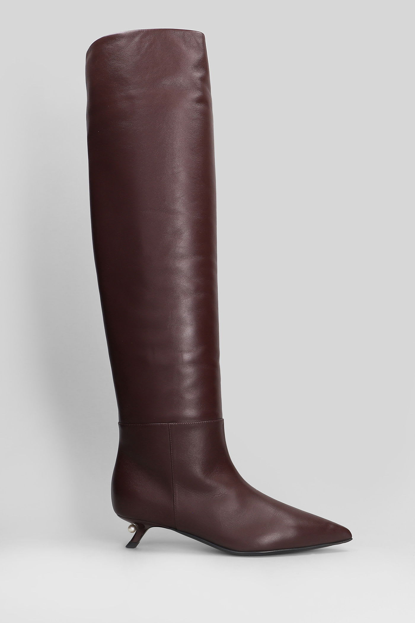 Alevì Debby 035 Low Heels Boots In Bordeaux Leather