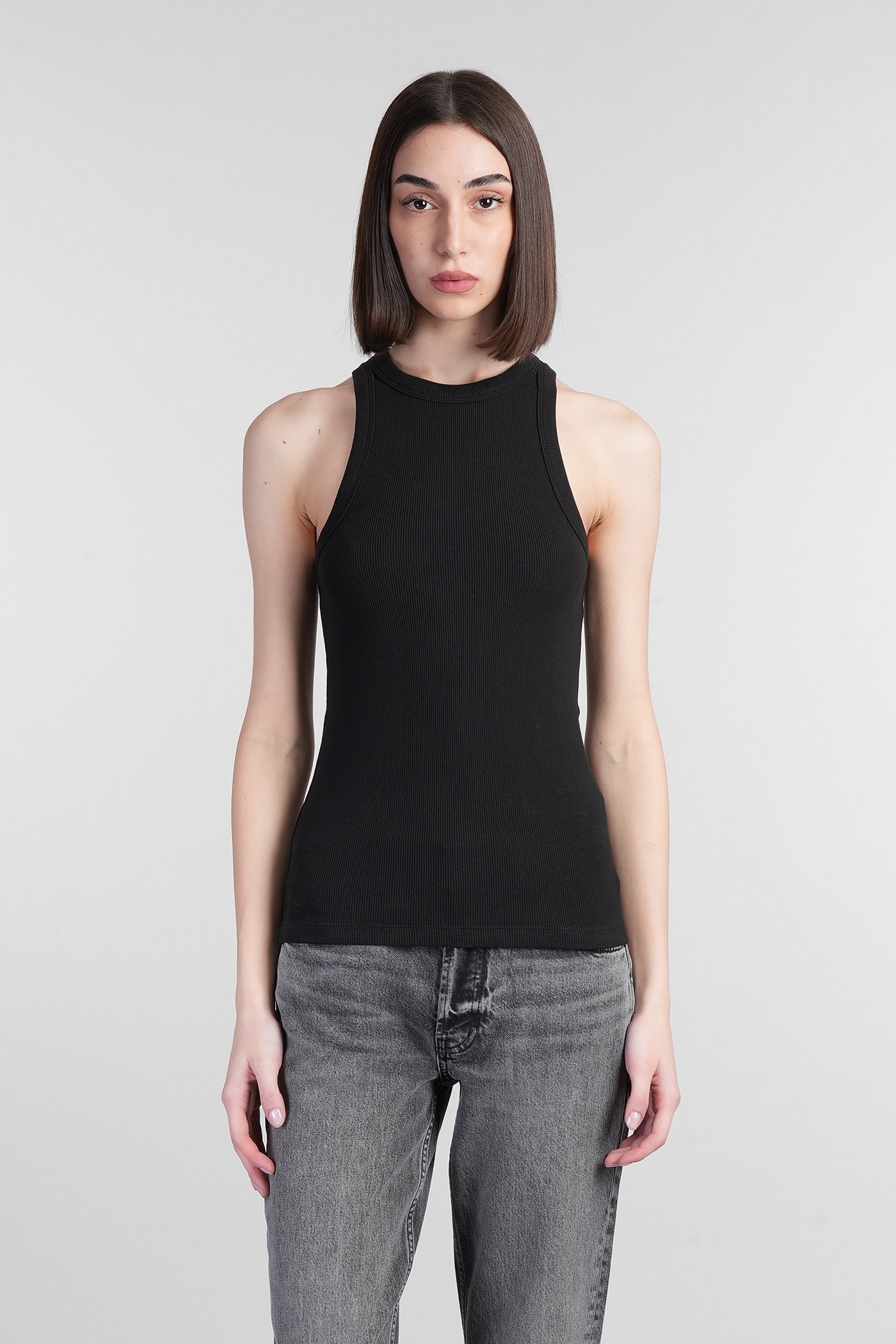 Anine Bing Eva Tank Top In Black Cotton