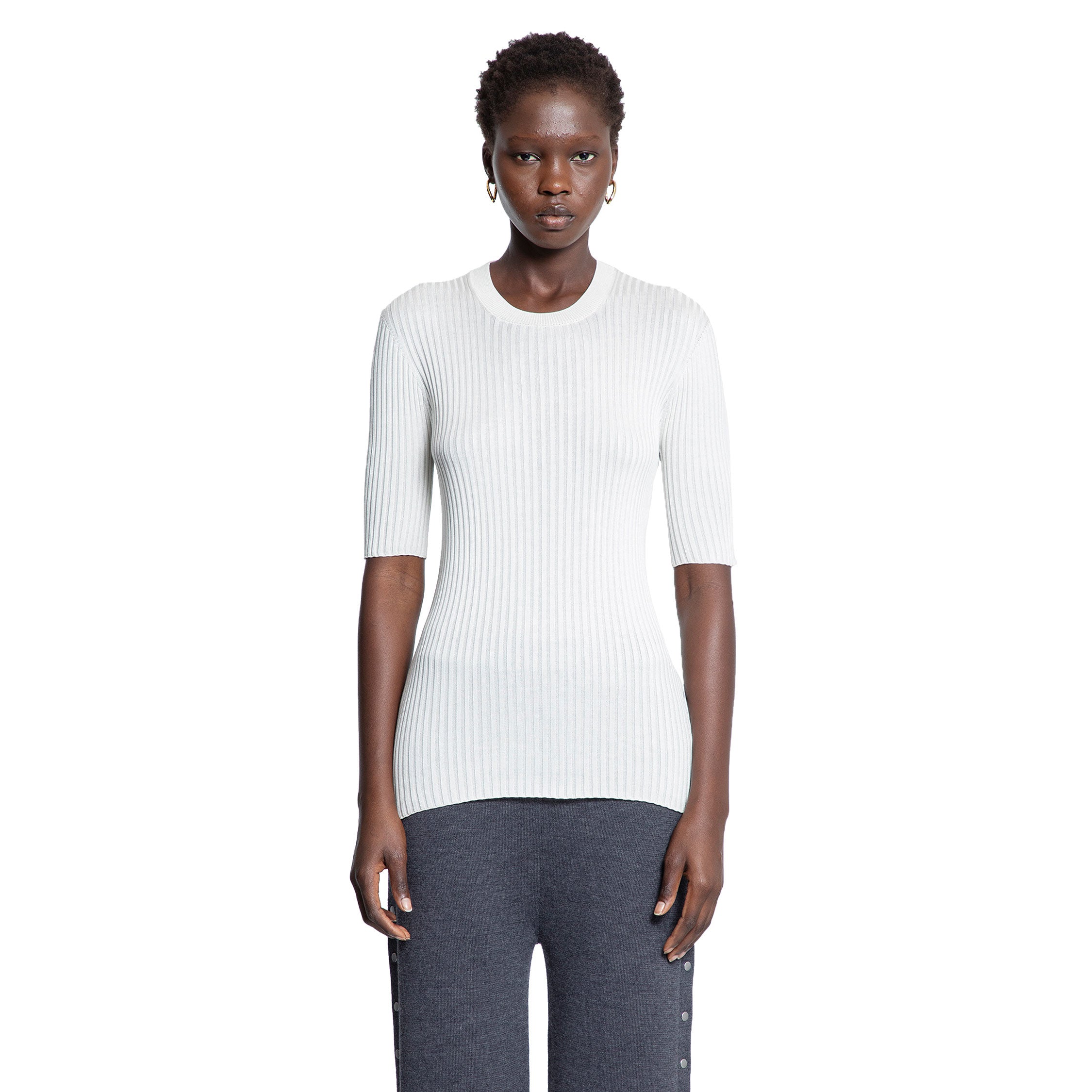 Silk Ribbed-Knit Top