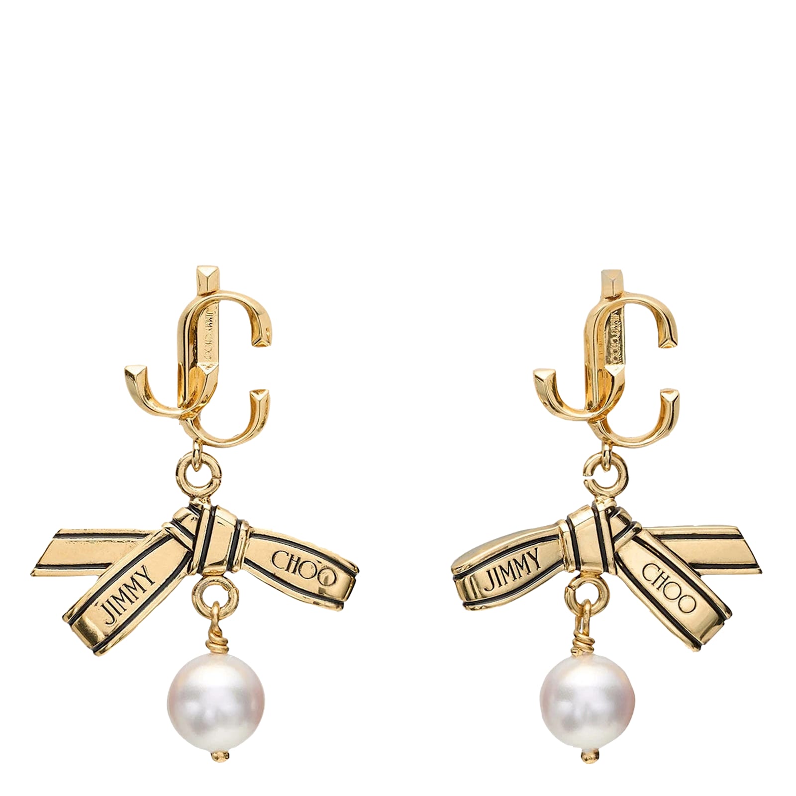 Jimmy Choo Ribbon Pearl Earrings