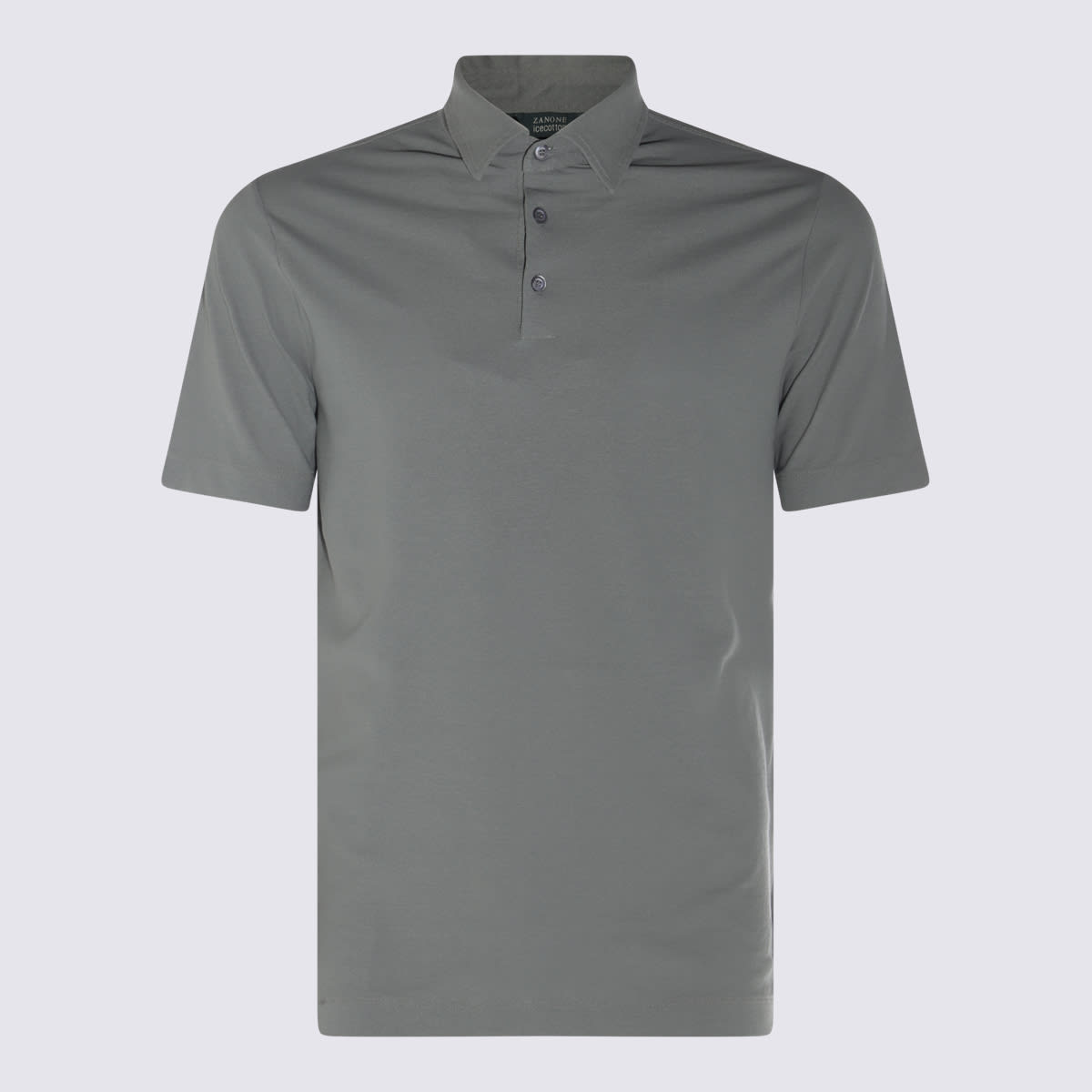 Zanone Dark Grey Cotton Polo Shirt