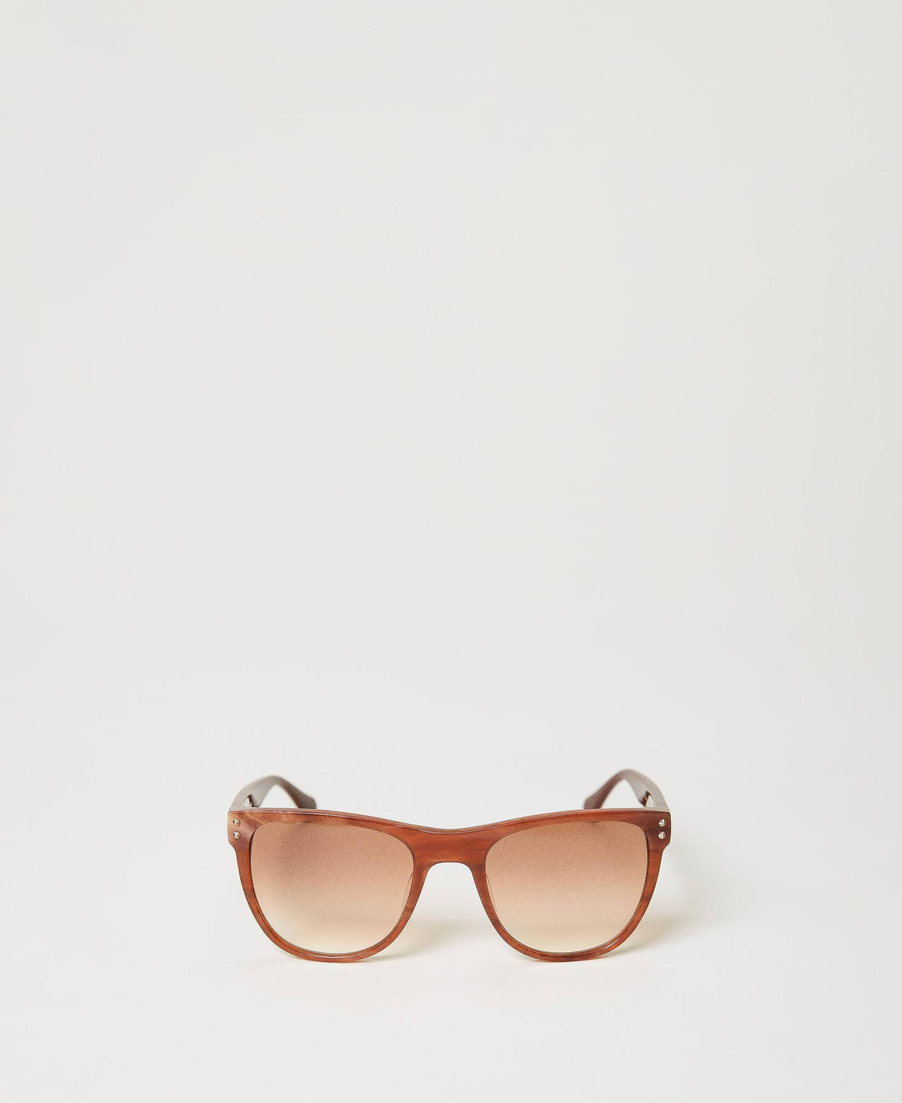 Twinset Accessoires - Lunettes de soleil carrées, Marron « Marble » Clair, Taille Unique
