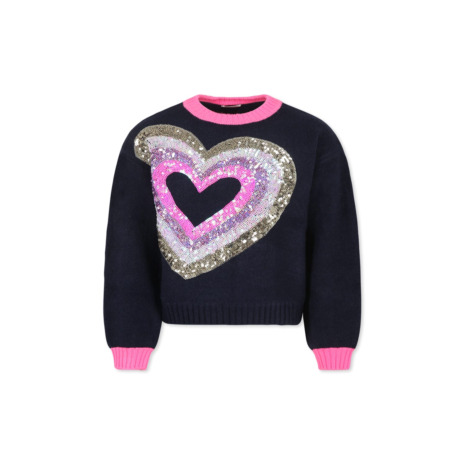 Billieblush Blue Sweater For Girl With Hearts