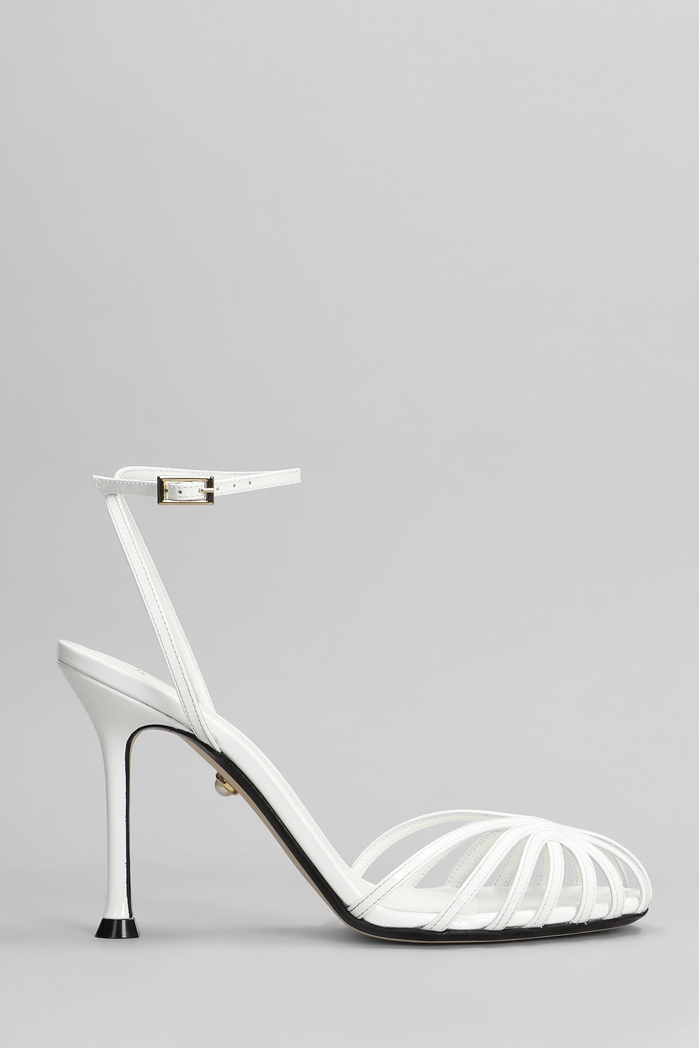 Alevì Ally 95 Sandals In White Patent Leather