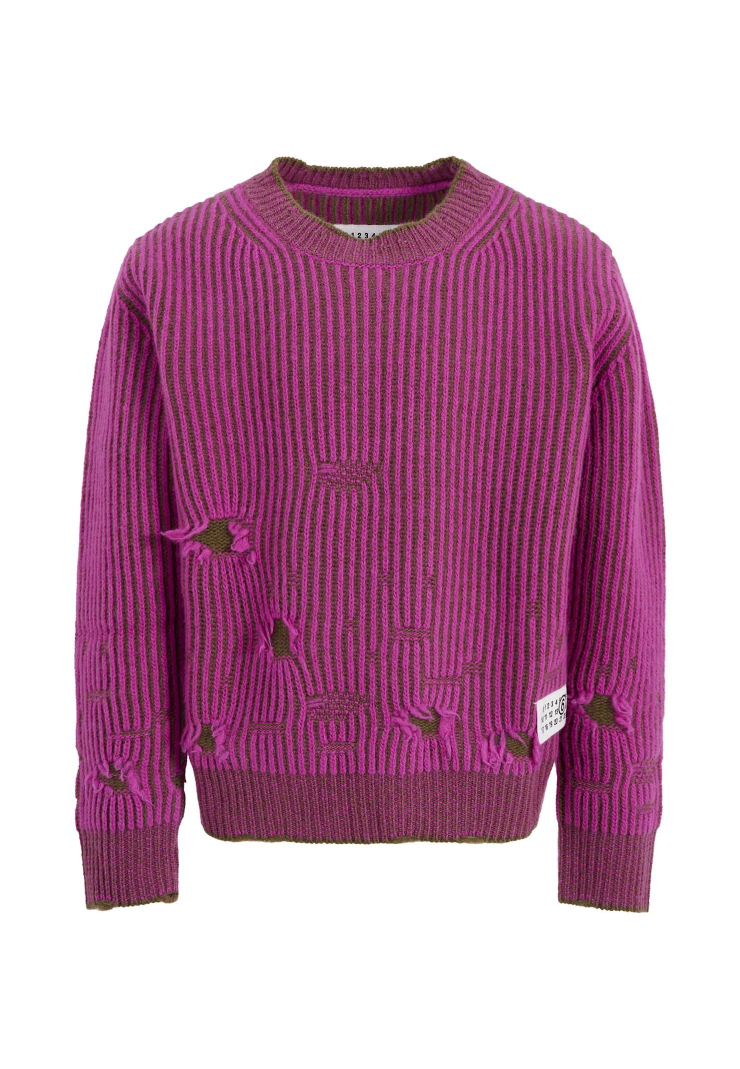 MM6 Maison Margiela Purple Sweater For Girl With Logo