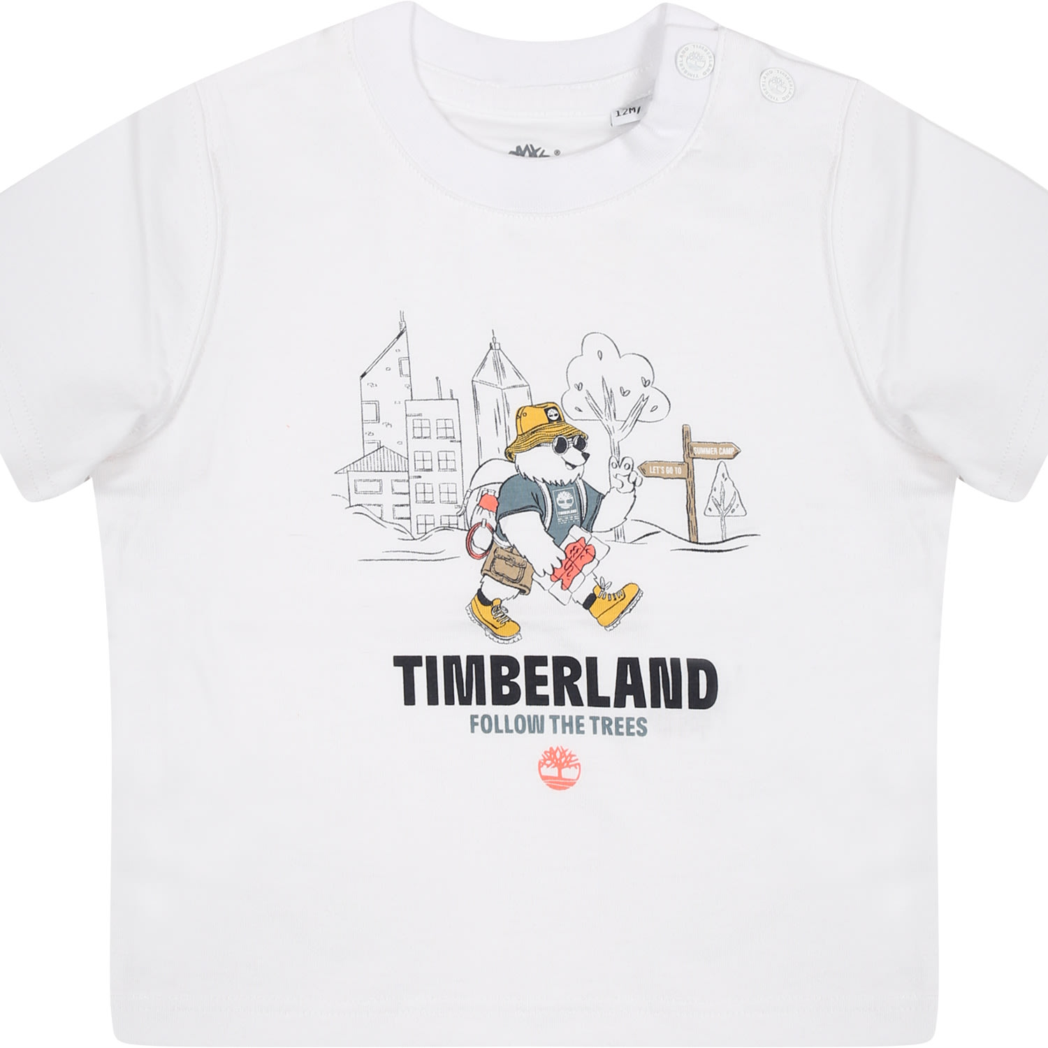 Timberland White T-shirt For Baby Boy With Print