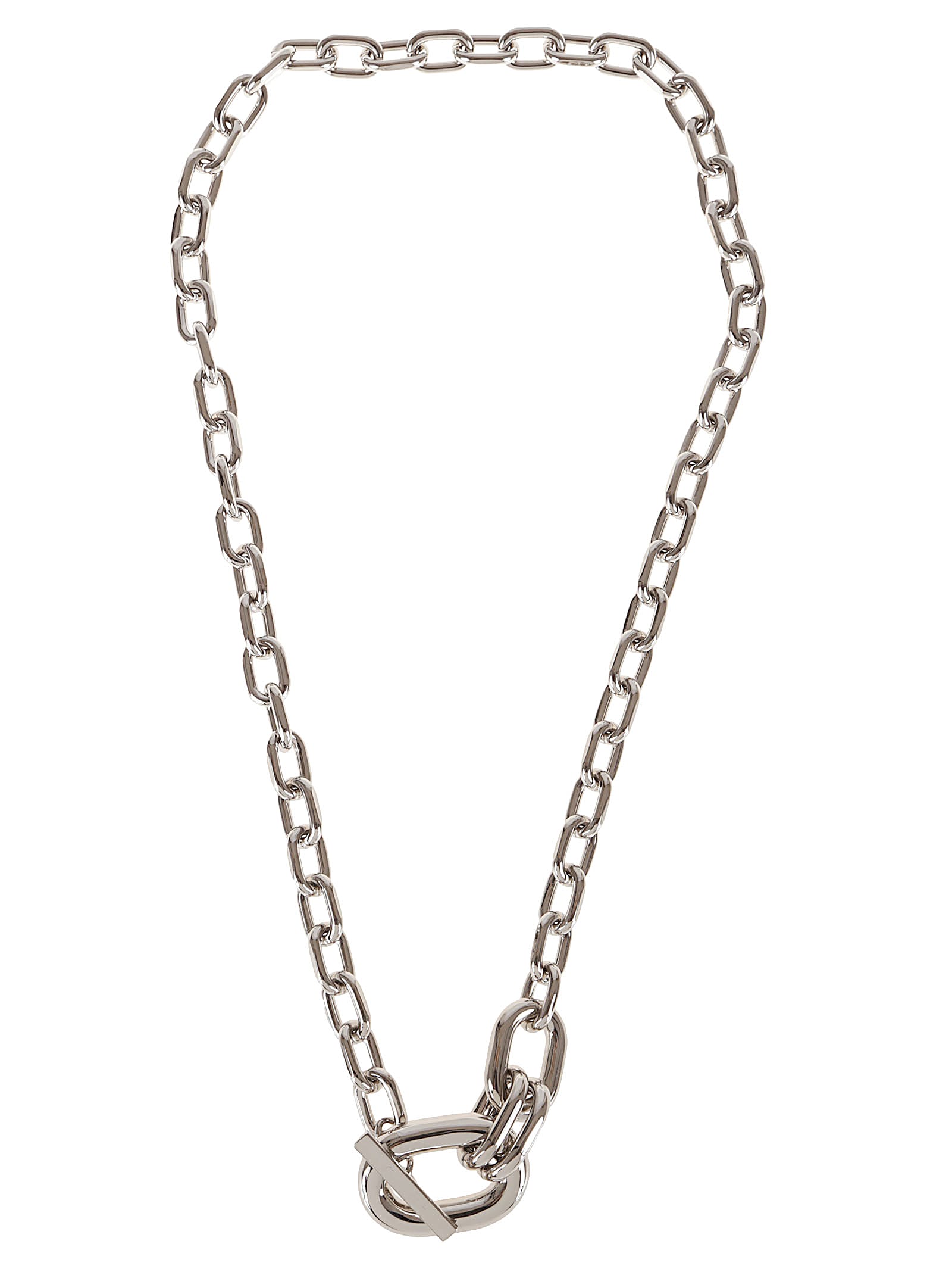 Paco Rabanne Silver Double Xl Link Necklace With Pendant