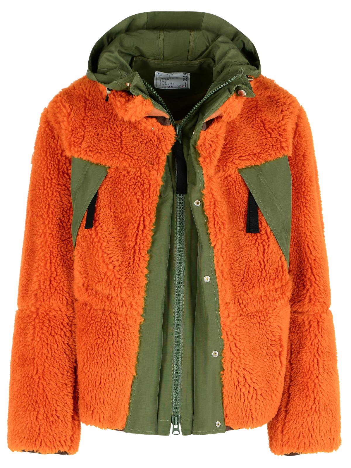 Sacai sherling Orange Wool Blend Jacket