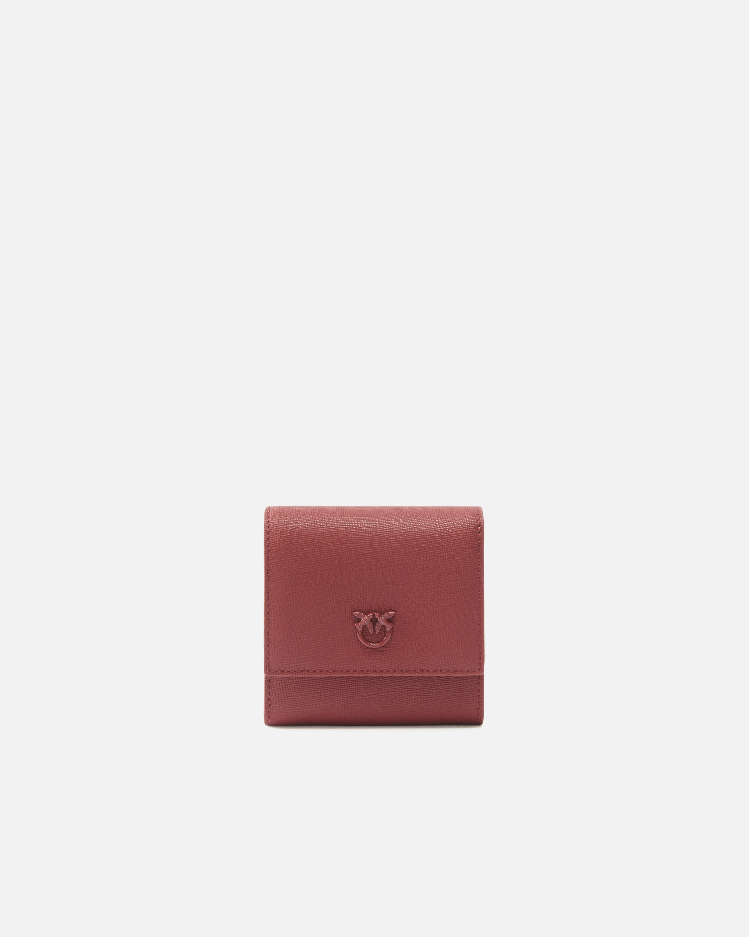 Pinko, Porte-monnaie carré en cuir saffiano, Bordeaux merlot-block color, U