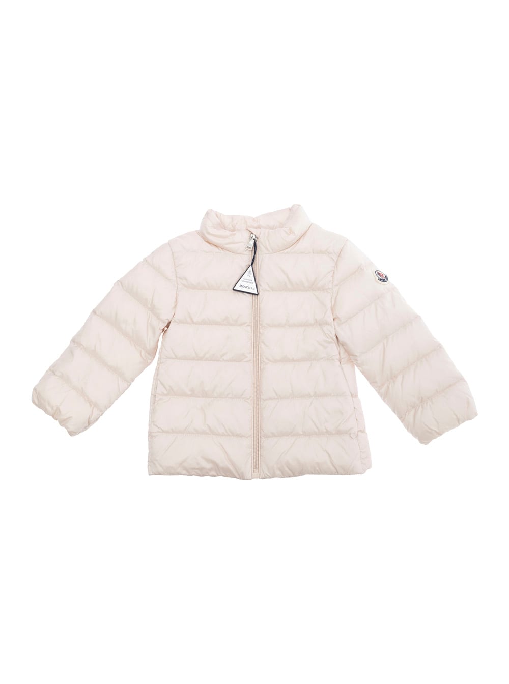 Moncler cecil Pink Down Jacket With Logo Patch Applied On The Sleeve In Tech Fabric Girl