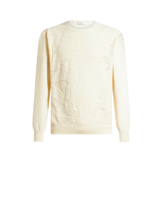 Etro, Pull En Coton Ouvragé, Homme, Beige, Taille 3XL