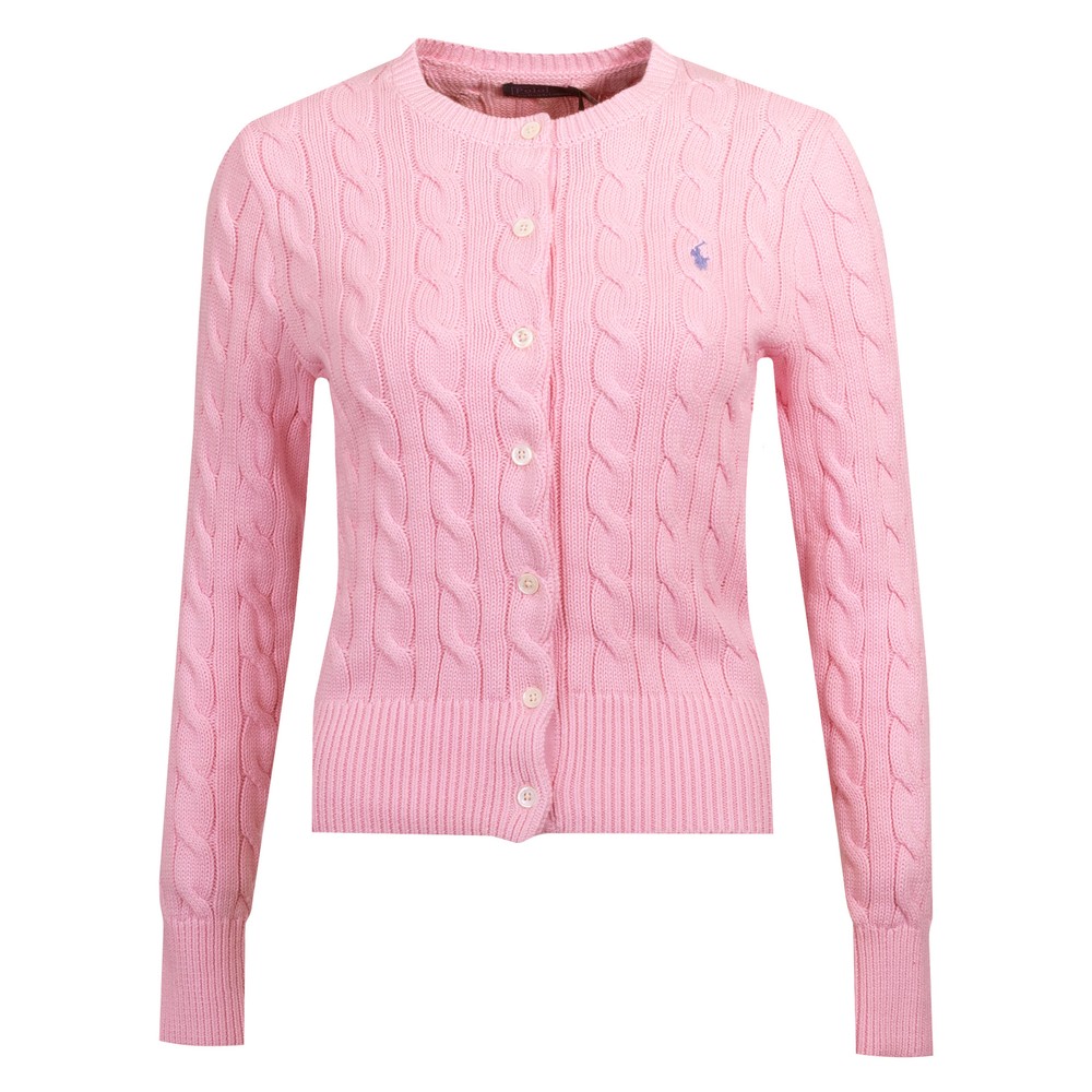 Crew Neck Cotton Cable Cardigan