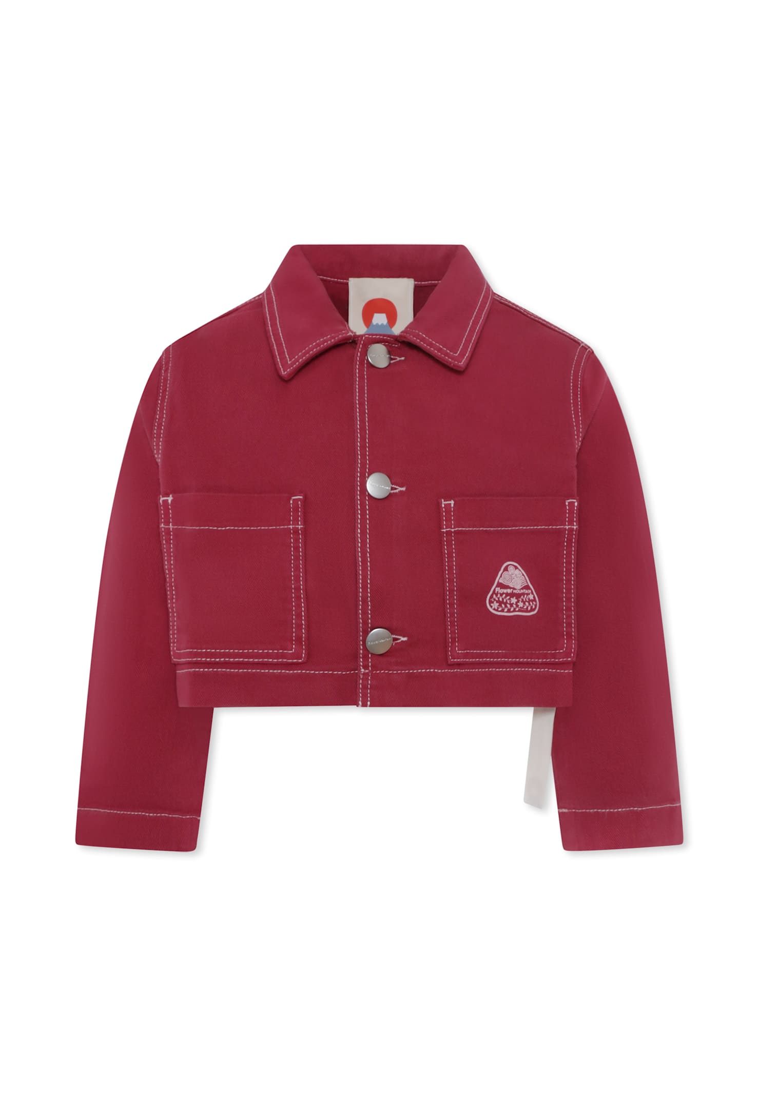 Flower Mountain Fuchsia Crop Jacket For Girl With Logo