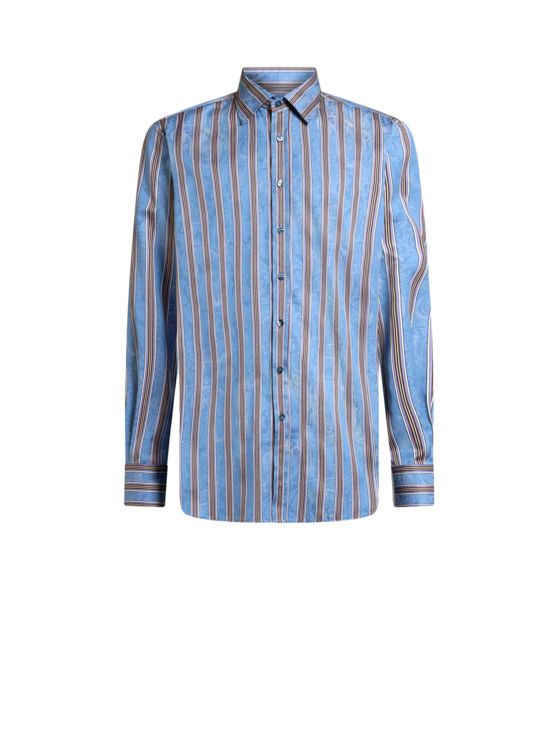 Etro, Chemise Habillée À Rayures, Homme, Bleu, Taille 43