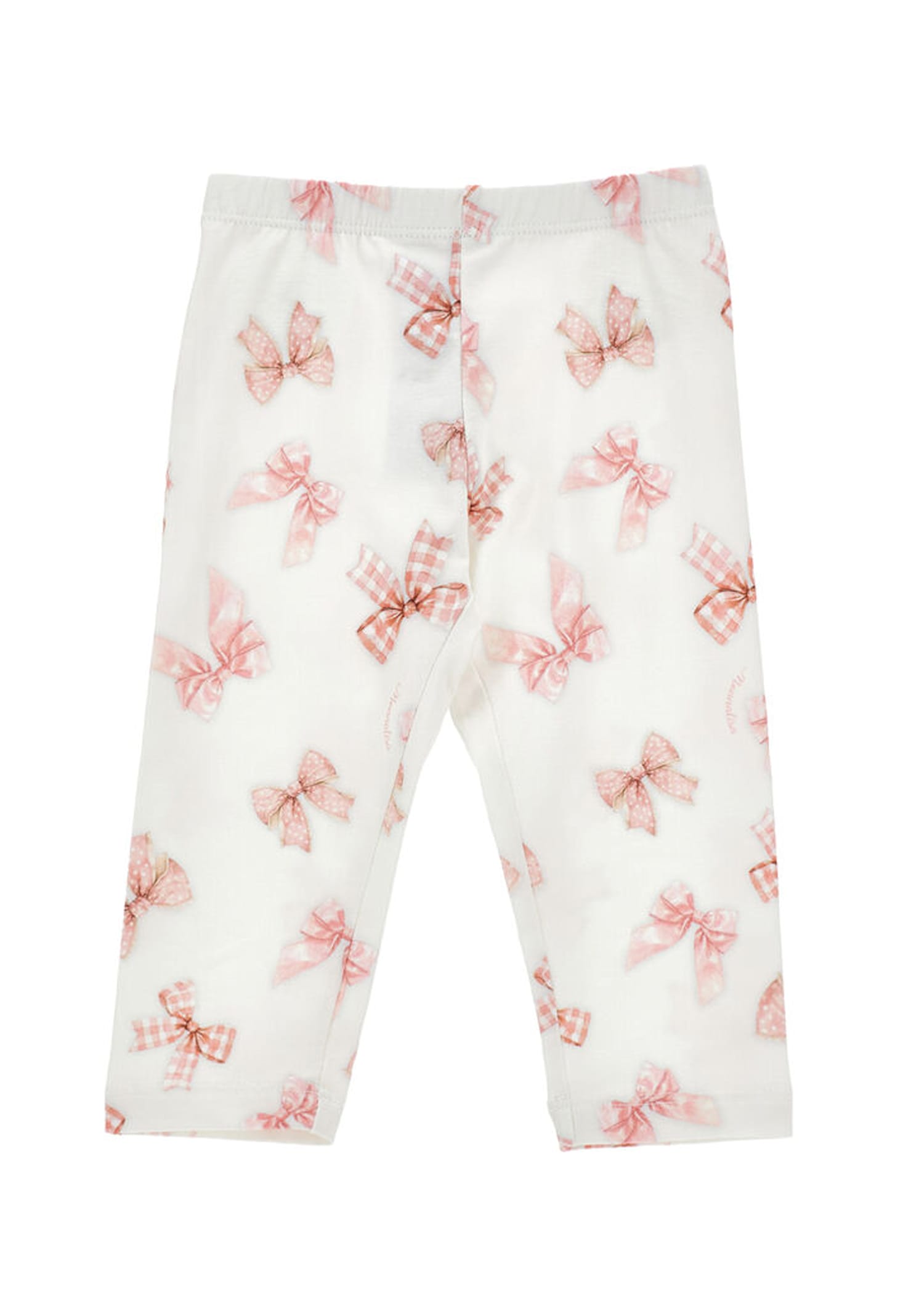 Monnalisa White Leggings For Baby Girl With Bows