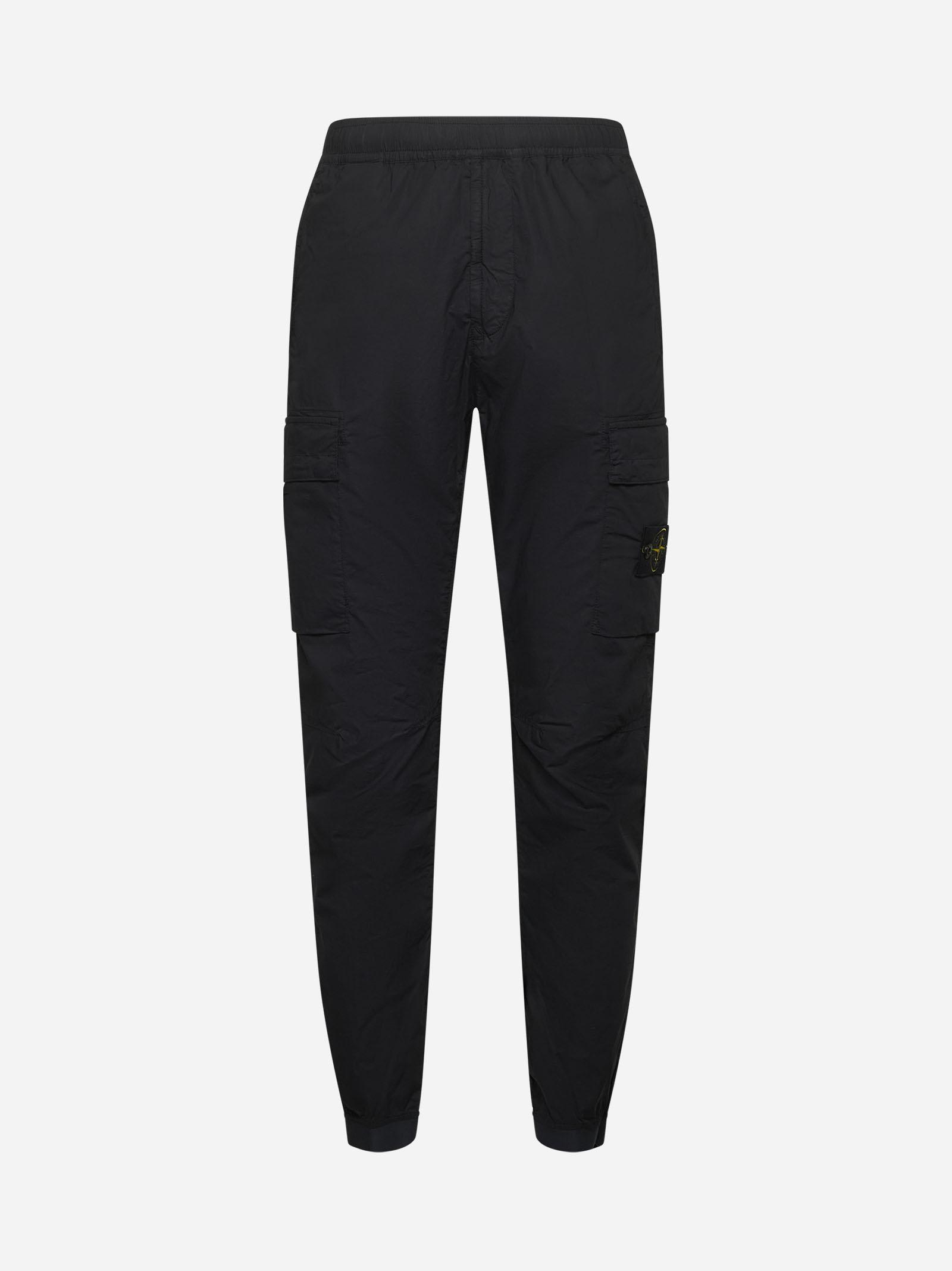 Stone Island Blue Stretch Cotton Cargo Trousers