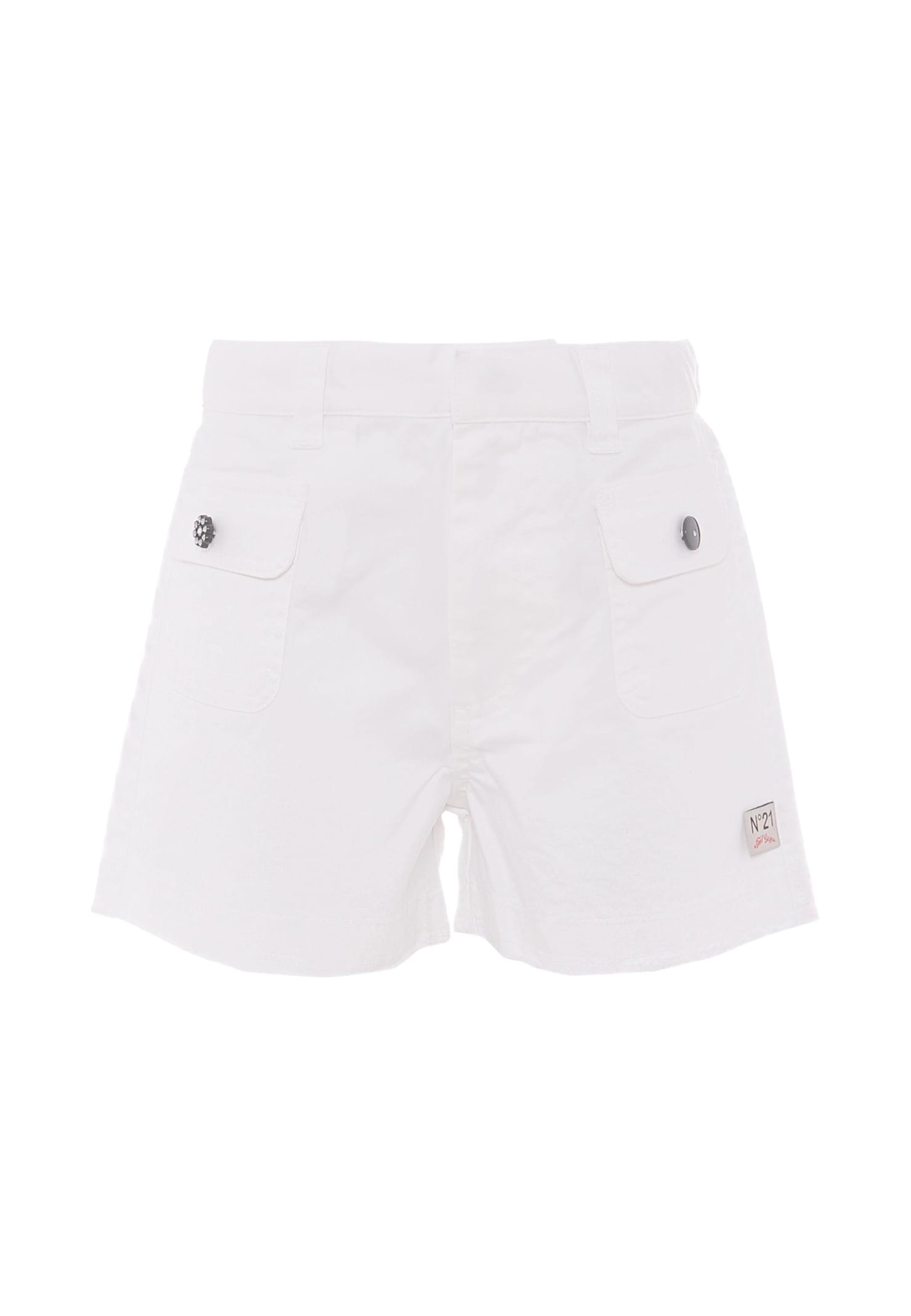 N.21 White Shorts For Girl With Logo