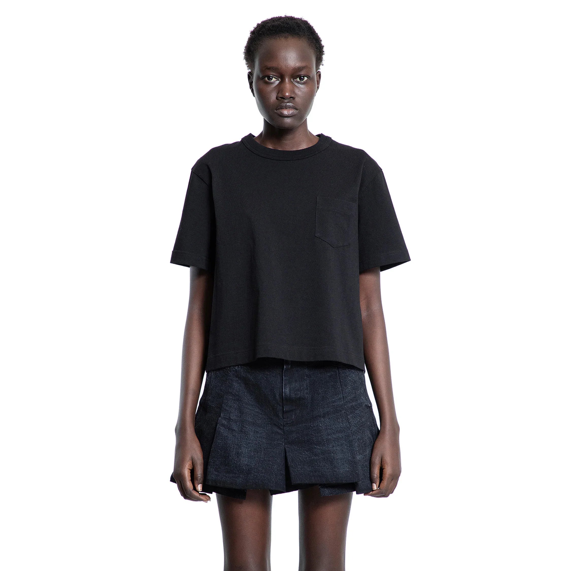 Nylon Twill Mix Cotton Jersey T-Shirt