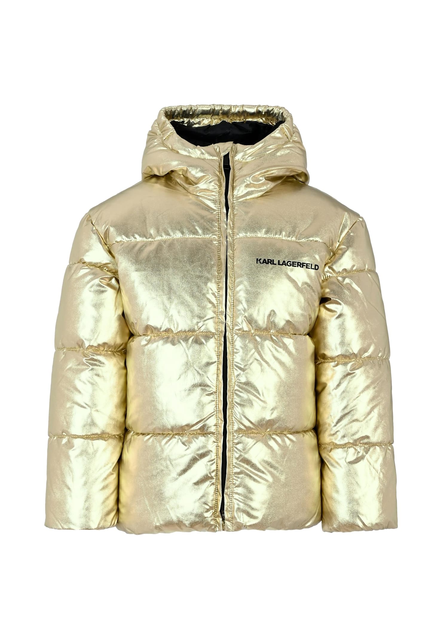 Karl Lagerfeld Kids Gold Down Jacket For Girl With Logo