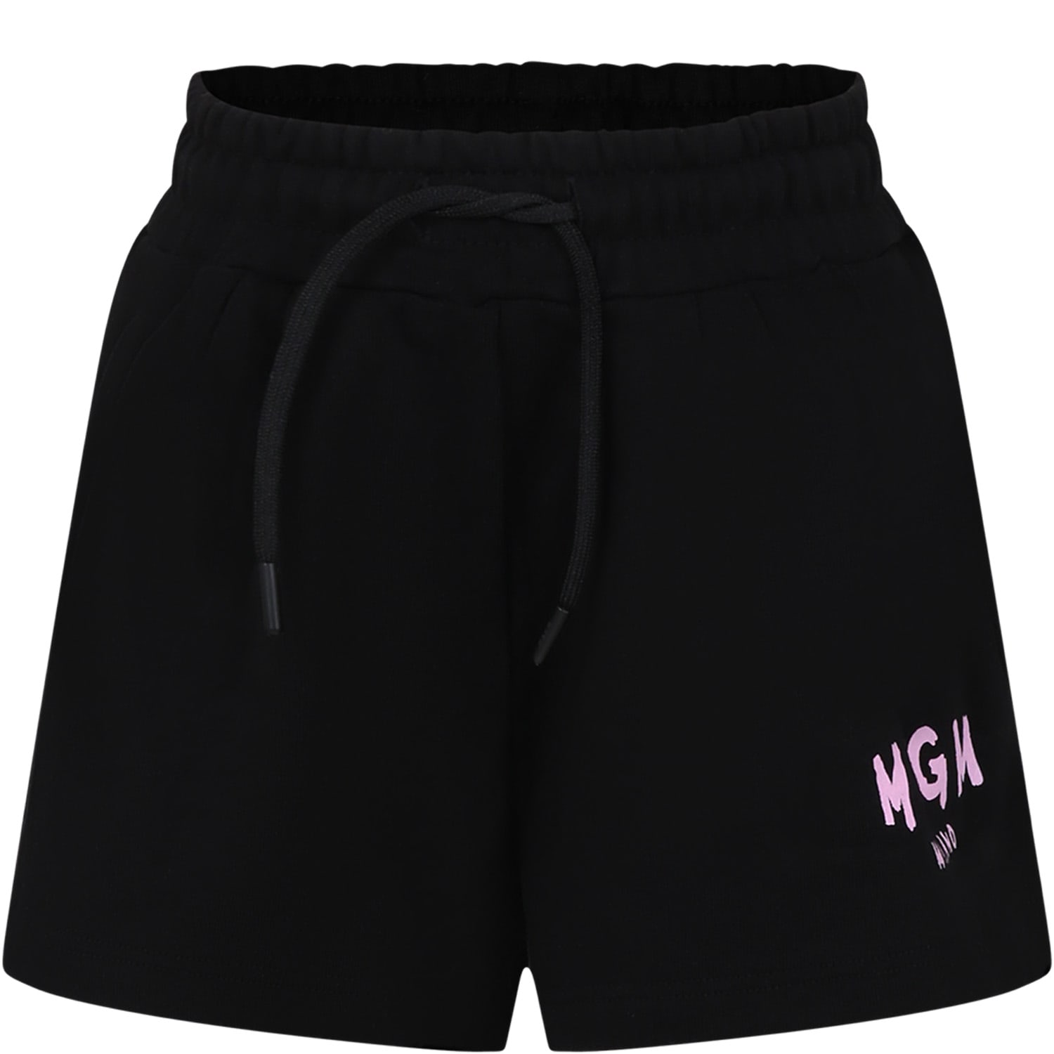 MSGM Black Shorts For Girl With Logo