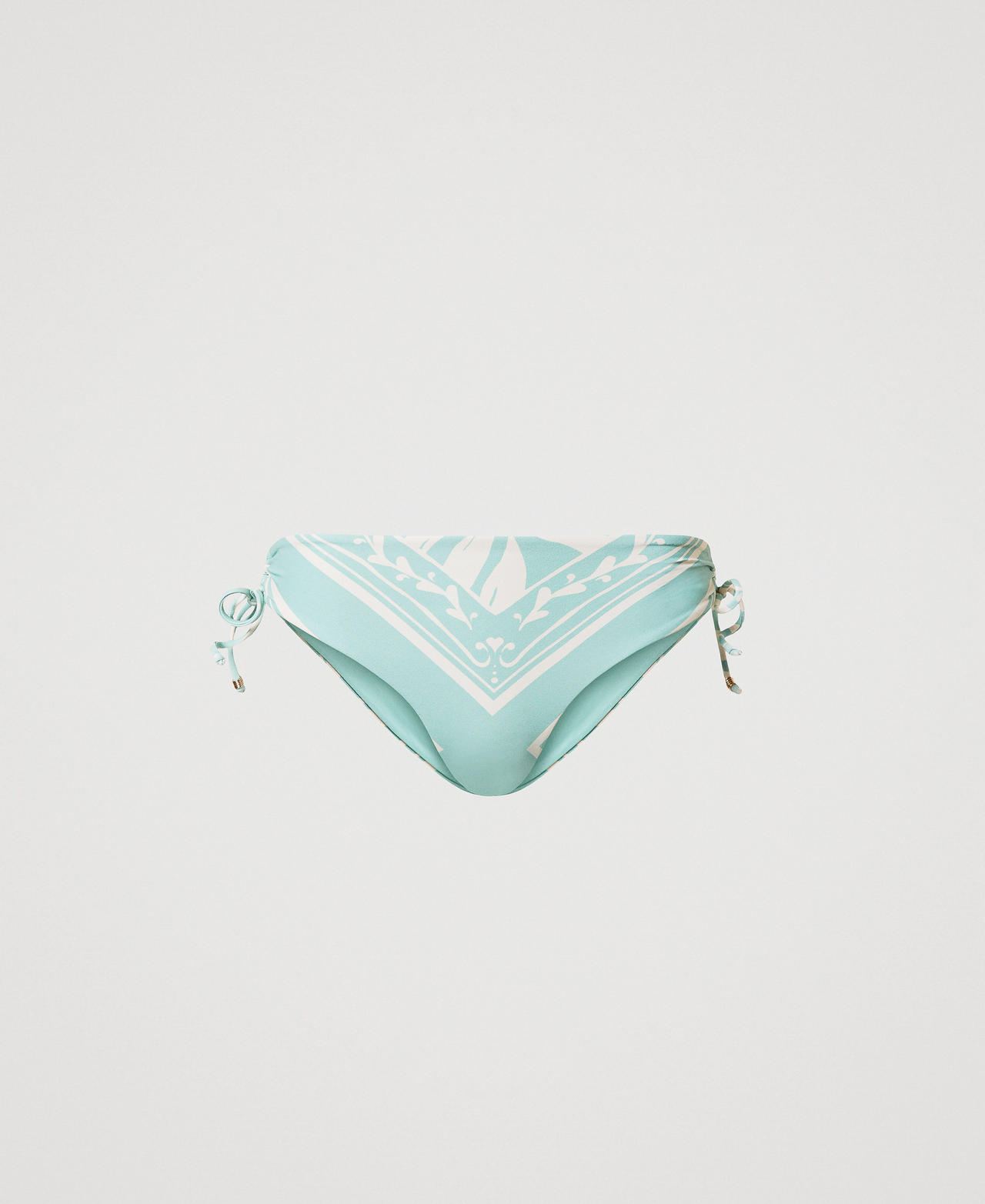 Twinset Plage - Slip de bain imprimé avec cordons de serrage, Imprimé Foulard Green Marine/Green Marine, Taille: III