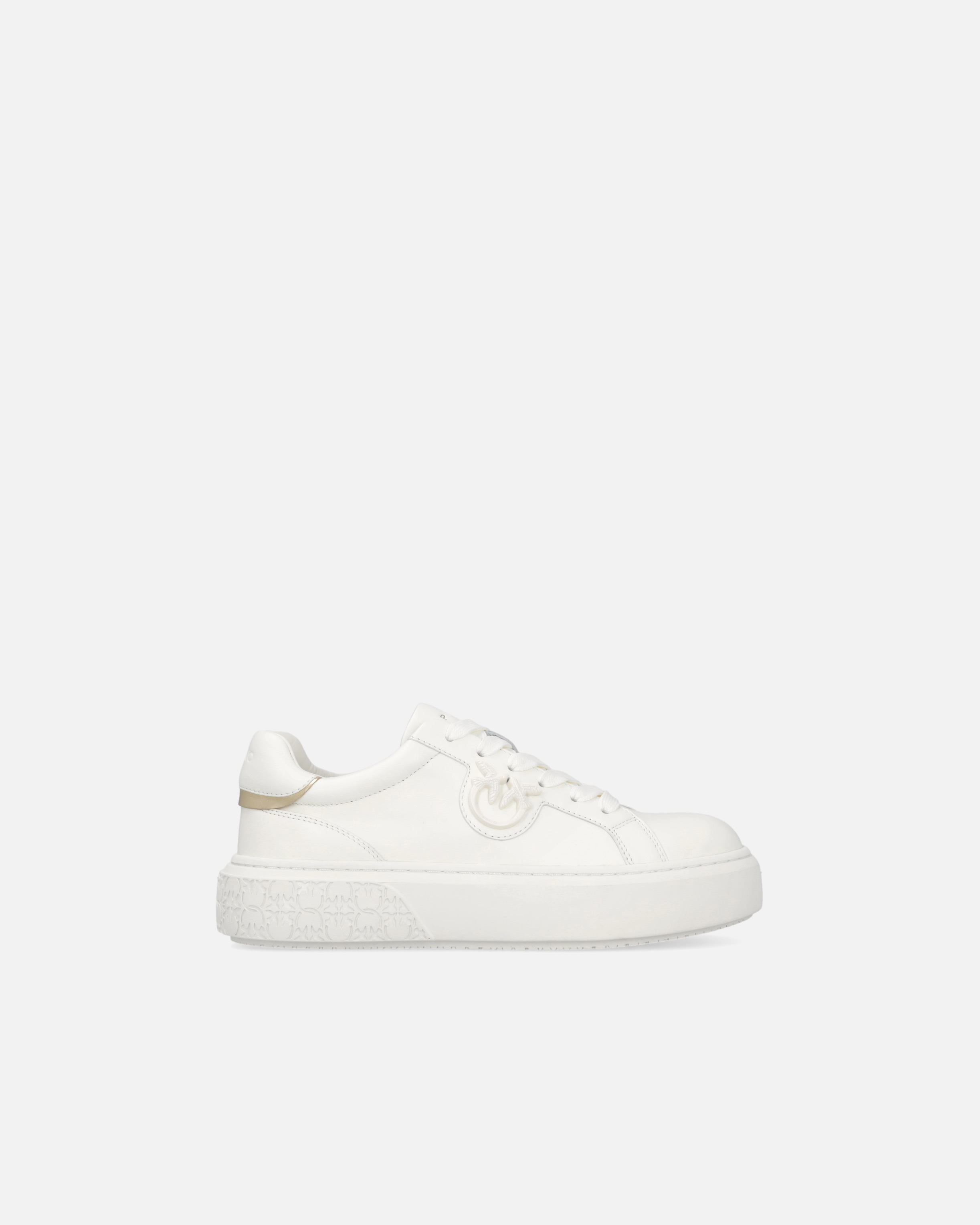 Pinko, Chaussures de tennis en cuir avec semelle plateforme, Blanc lait, 36