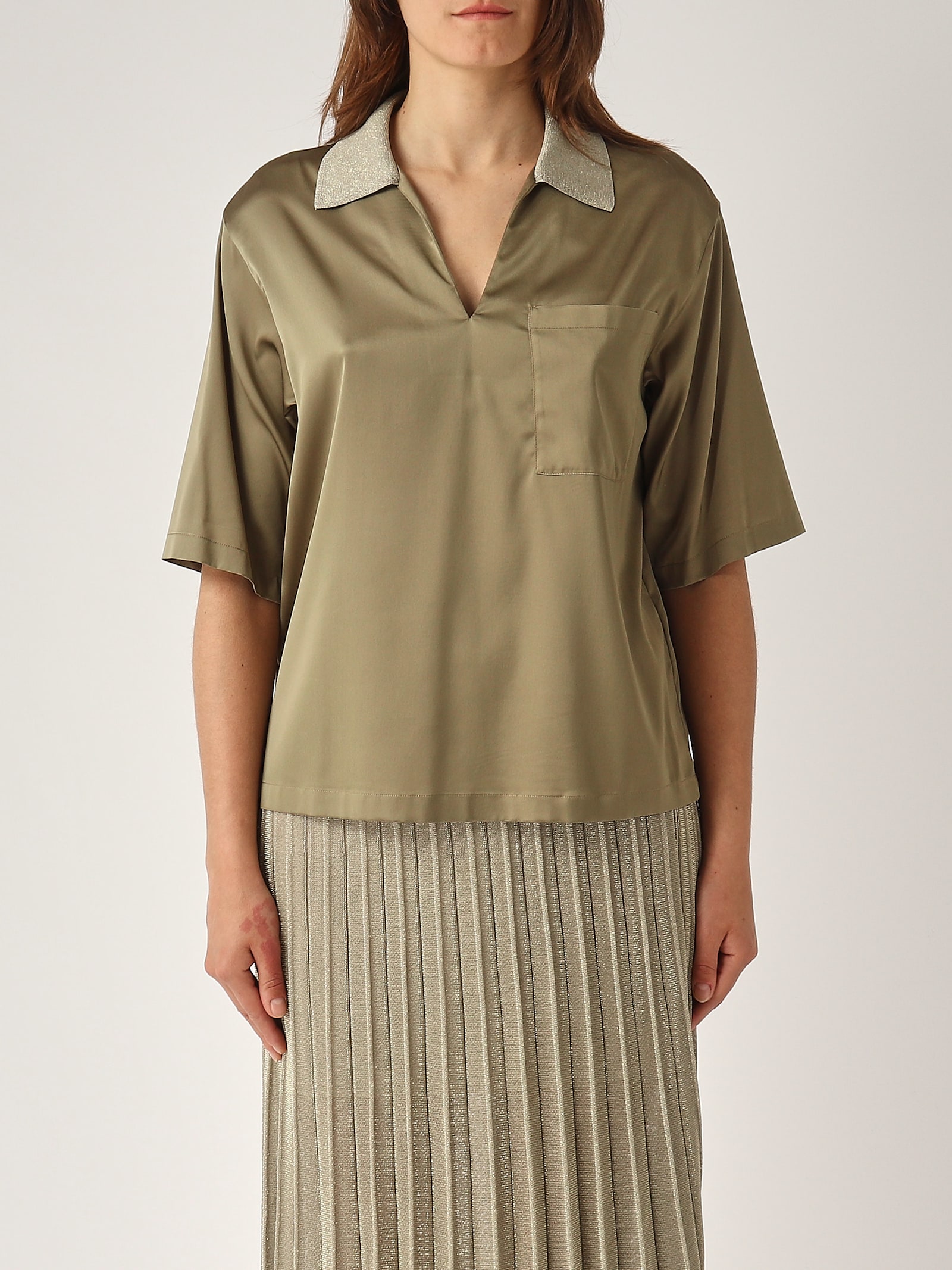Gran Sasso Blusa M/g Collo Lurex Blouse