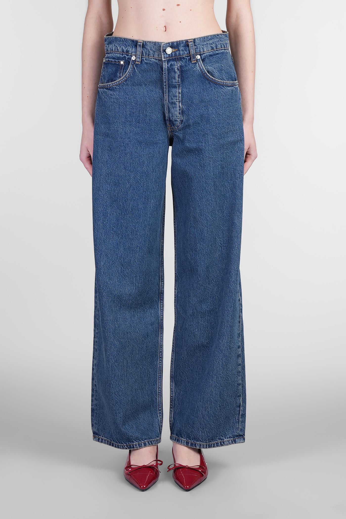 Anine Bing Manon Jeans In Blue Cotton