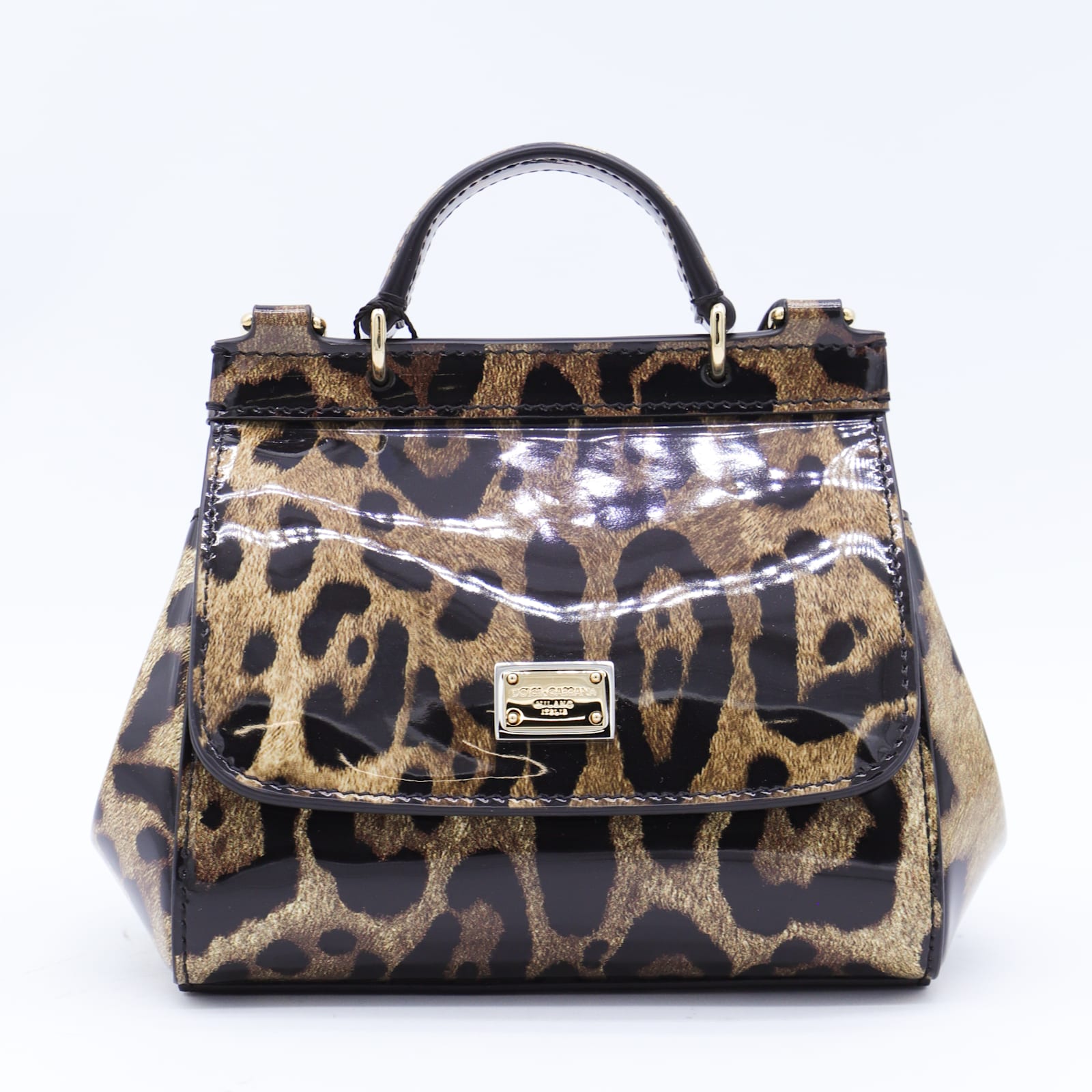 Dolce & Gabbana Leopard Leather Sicily Top Handle Bag