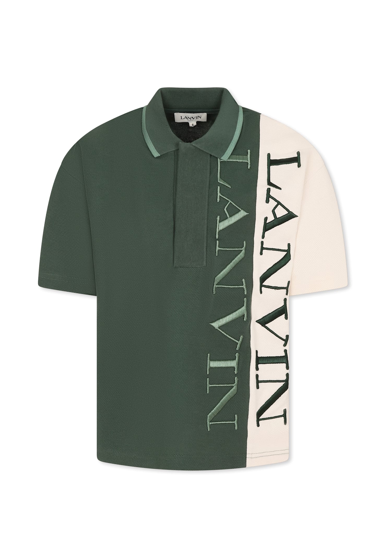 Lanvin Green Polo Shirt For Boy With Logo