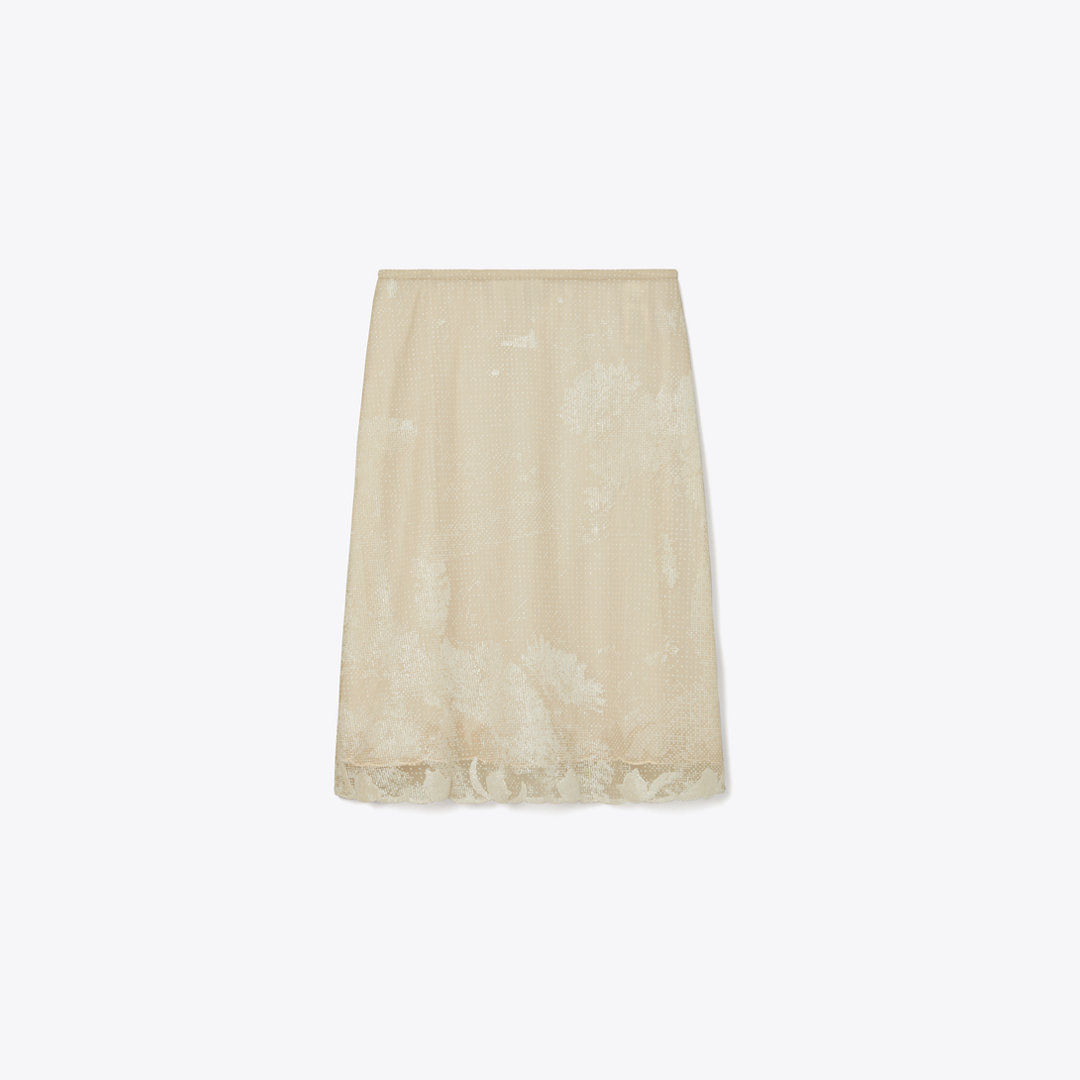 Tory Burch Embellished Jersey Mesh Skirt