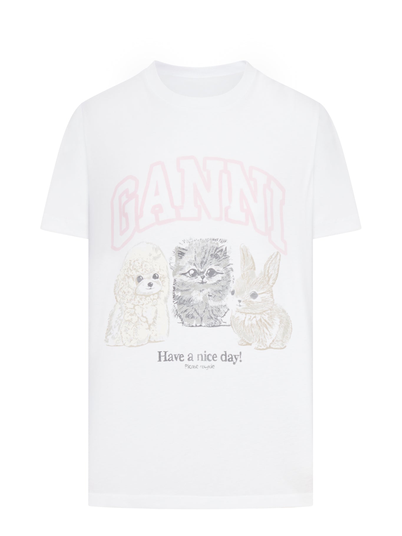 BASIC T-SHIRT IN COTTON JERSEY WITH ANIMAL GRAPHICS - Ganni - Woman