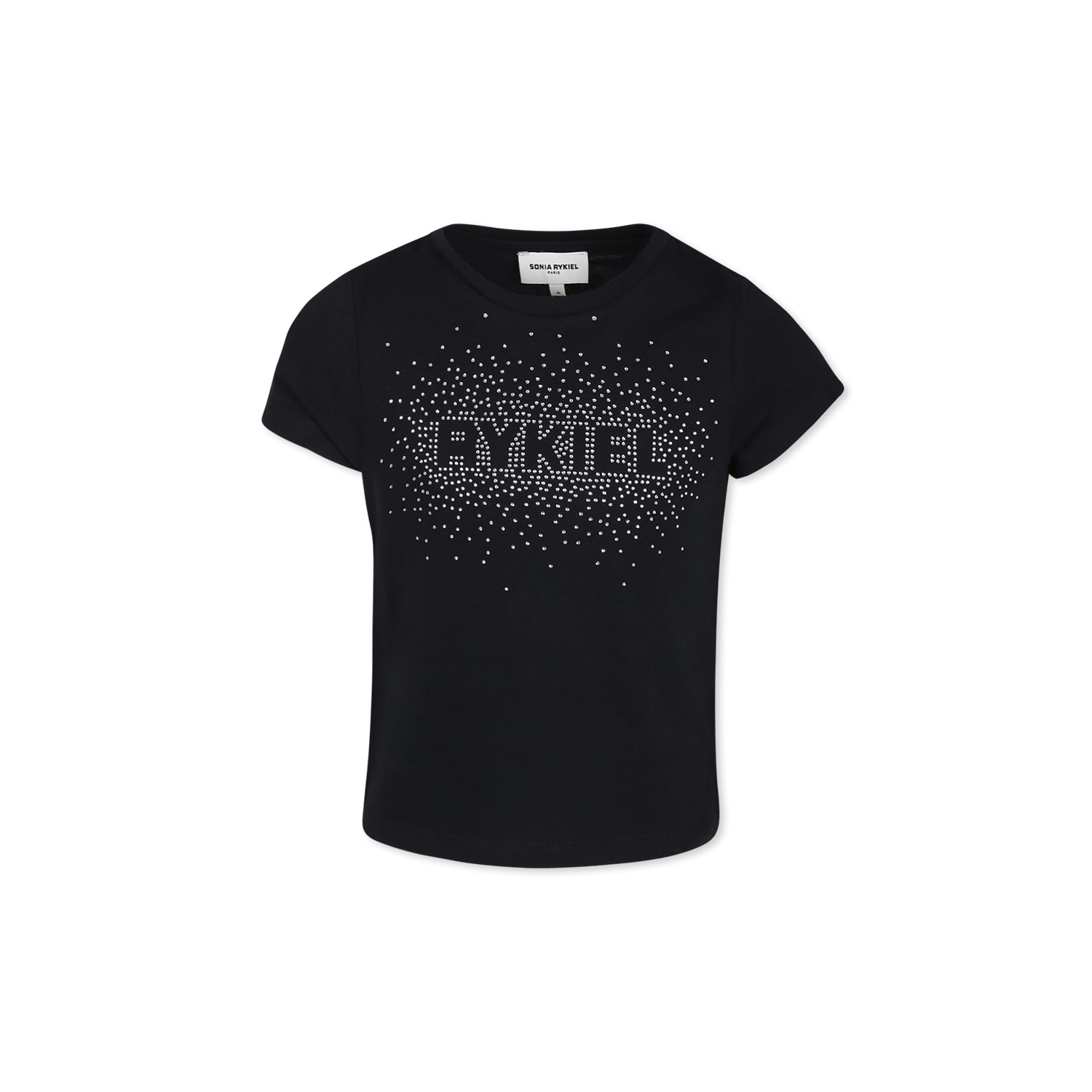 Rykiel Enfant Black T-shirt For Girl With Logo